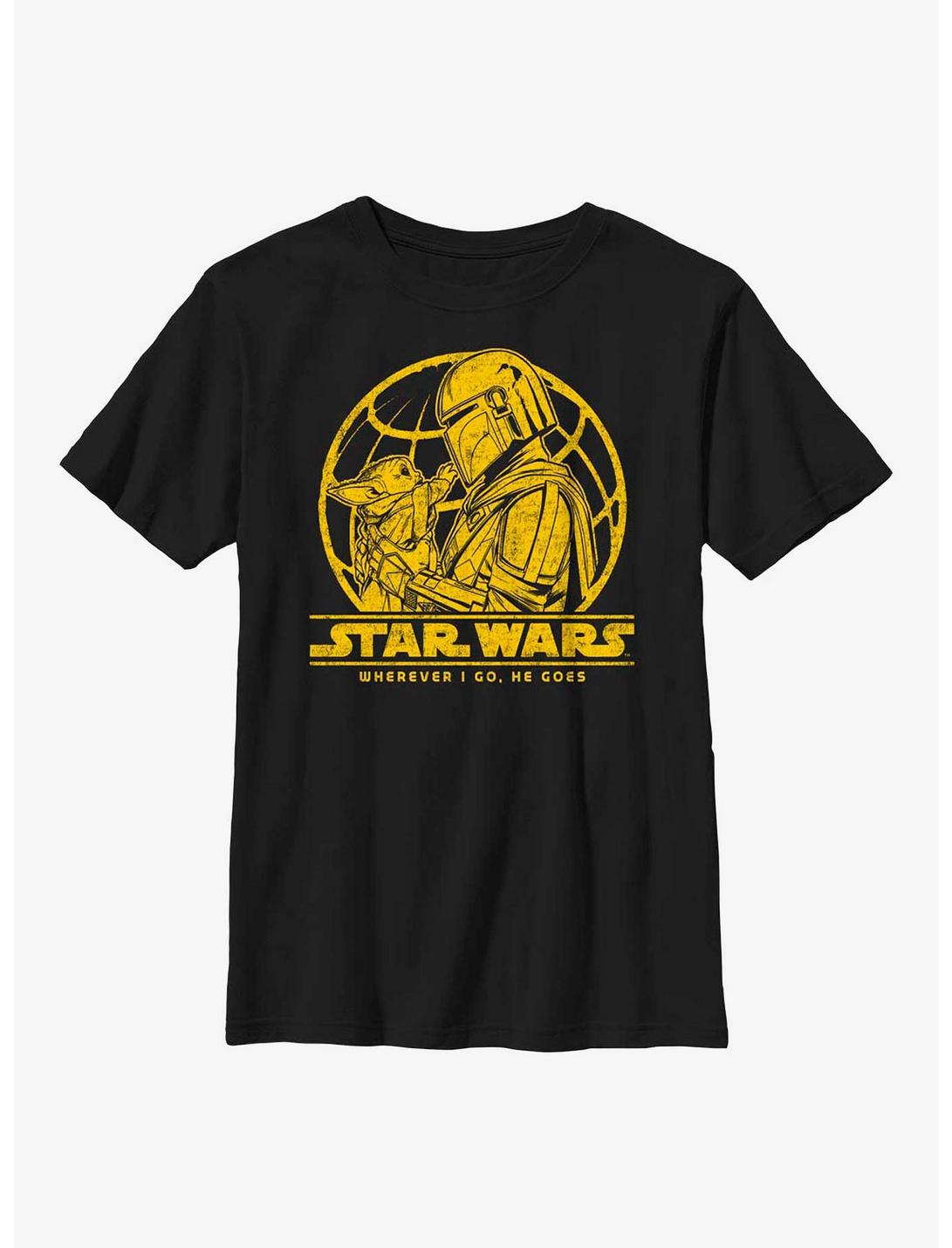 Star Wars The Mandalorian Wherever I Go Youth T-Shirt, BLACK, hi-res