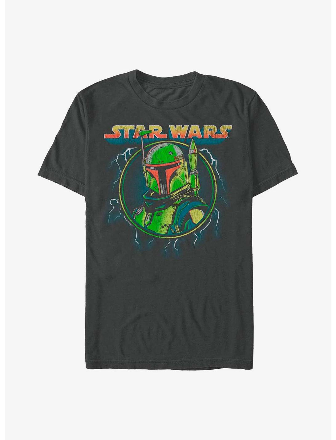 Plus Size Star Wars Boba Fett Lightning Portrait T-Shirt, CHARCOAL, hi-res