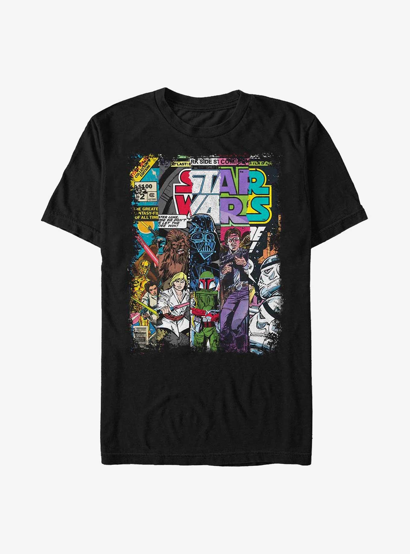 Star Wars Classic Comic Cover Strips T-Shirt, BLACK, hi-res