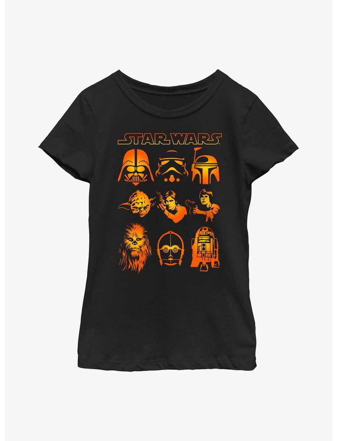 Star Wars Halloween Heads Youth Girls T-Shirt, BLACK, hi-res