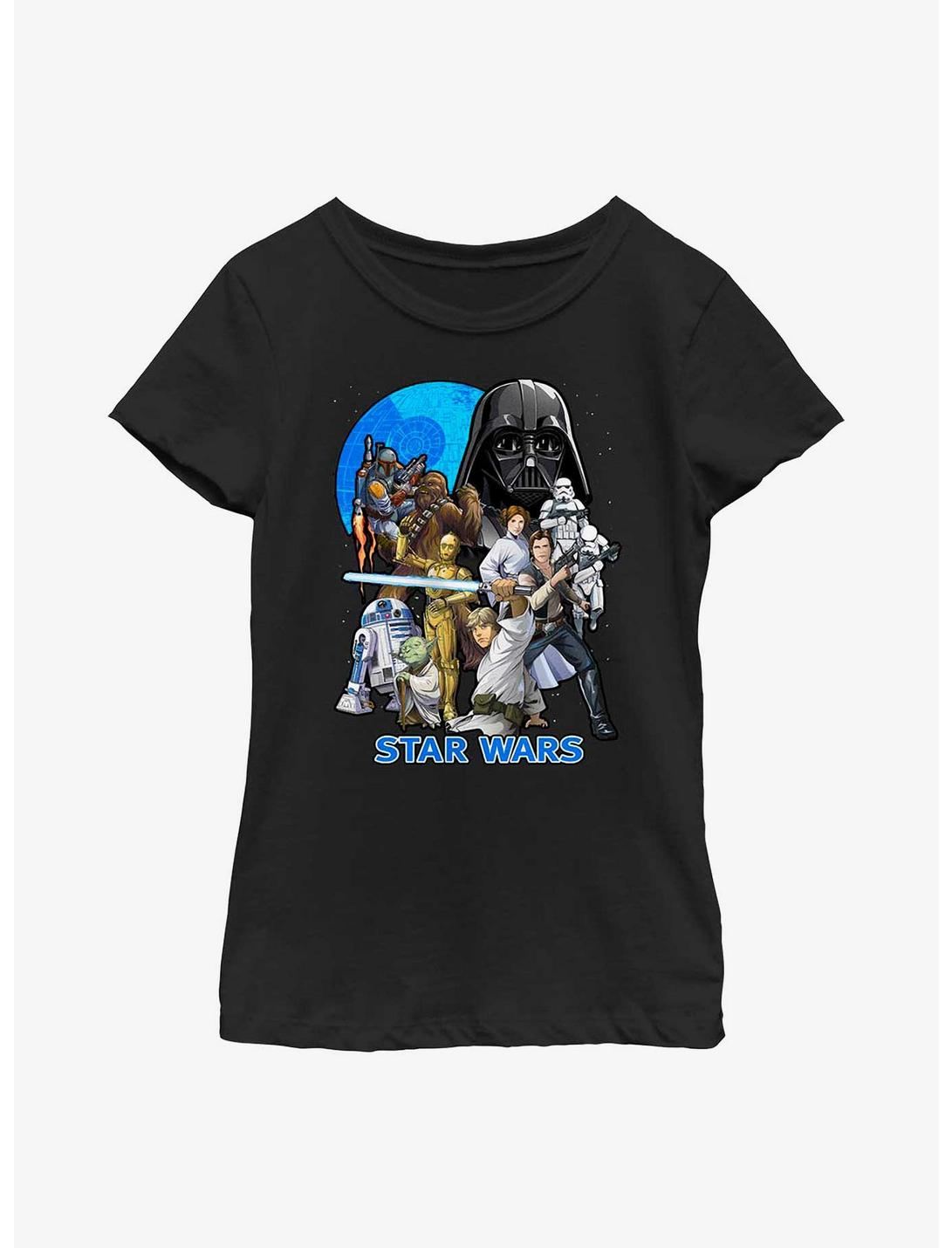 Star Wars Illustrated Poster Youth Girls T-Shirt, BLACK, hi-res