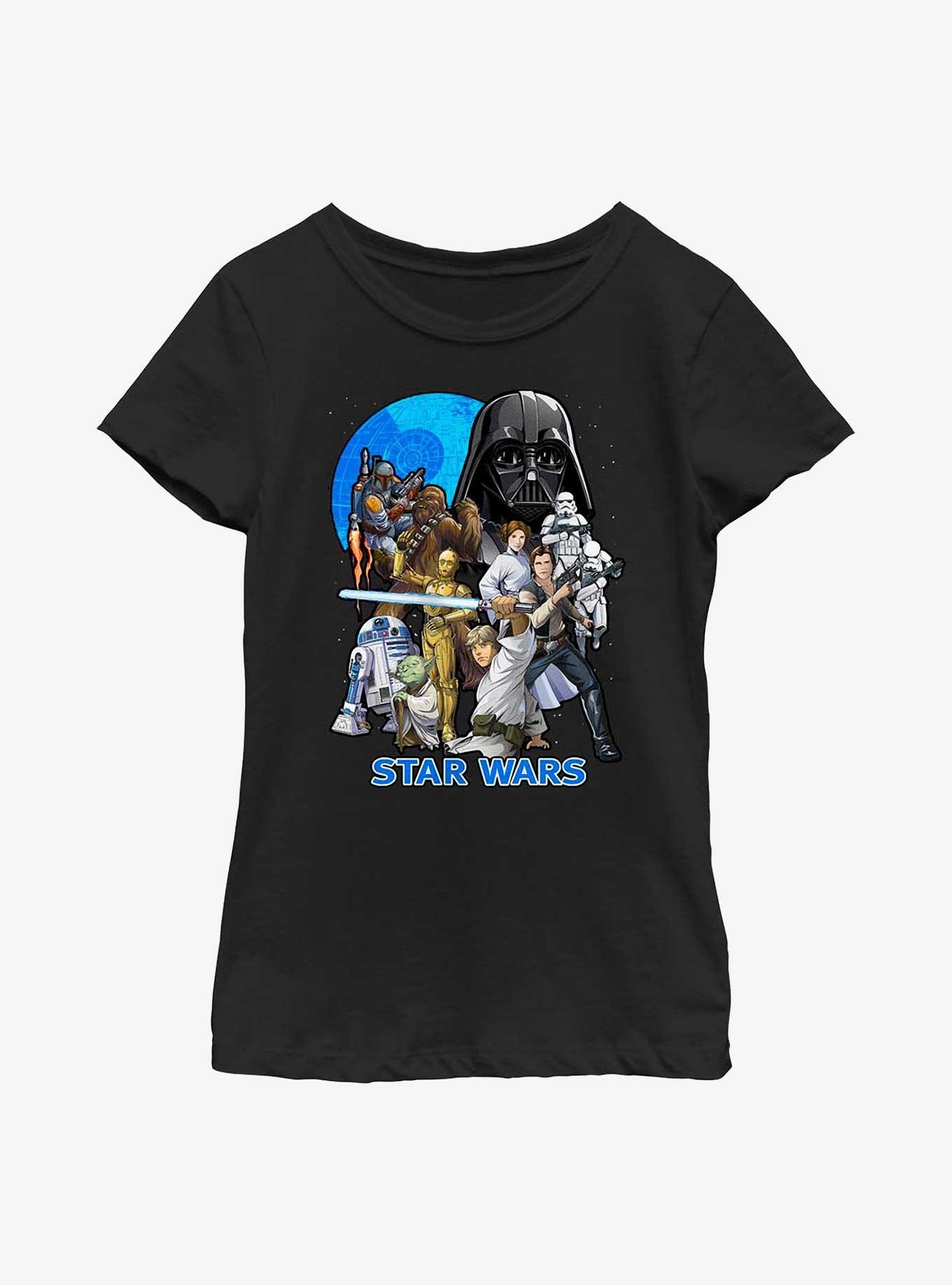 Star Wars Illustrated Poster Youth Girls T-Shirt, BLACK, hi-res
