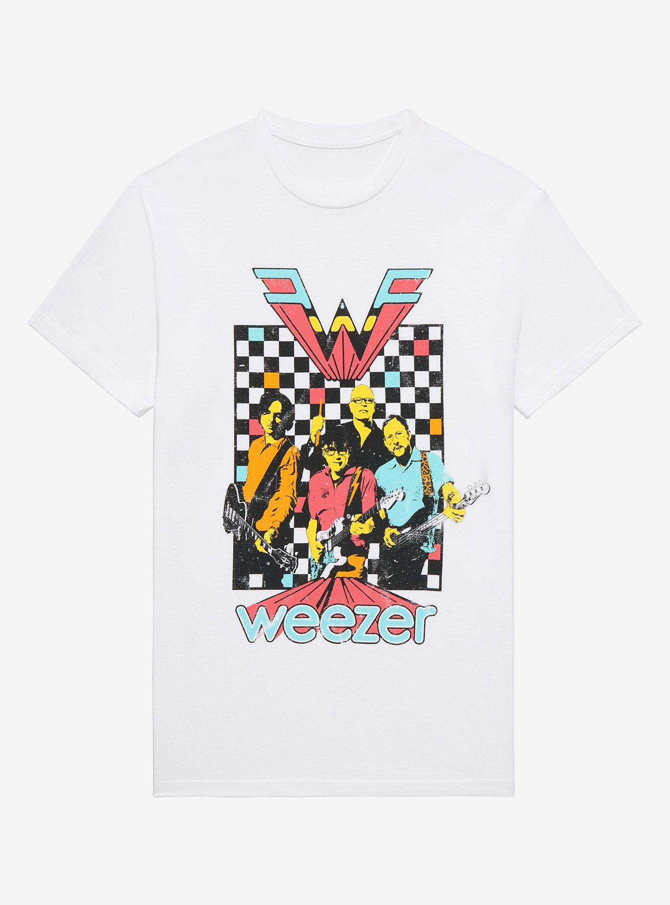 Weezer Checkered Portrait T-Shirt, BRIGHT WHITE, hi-res