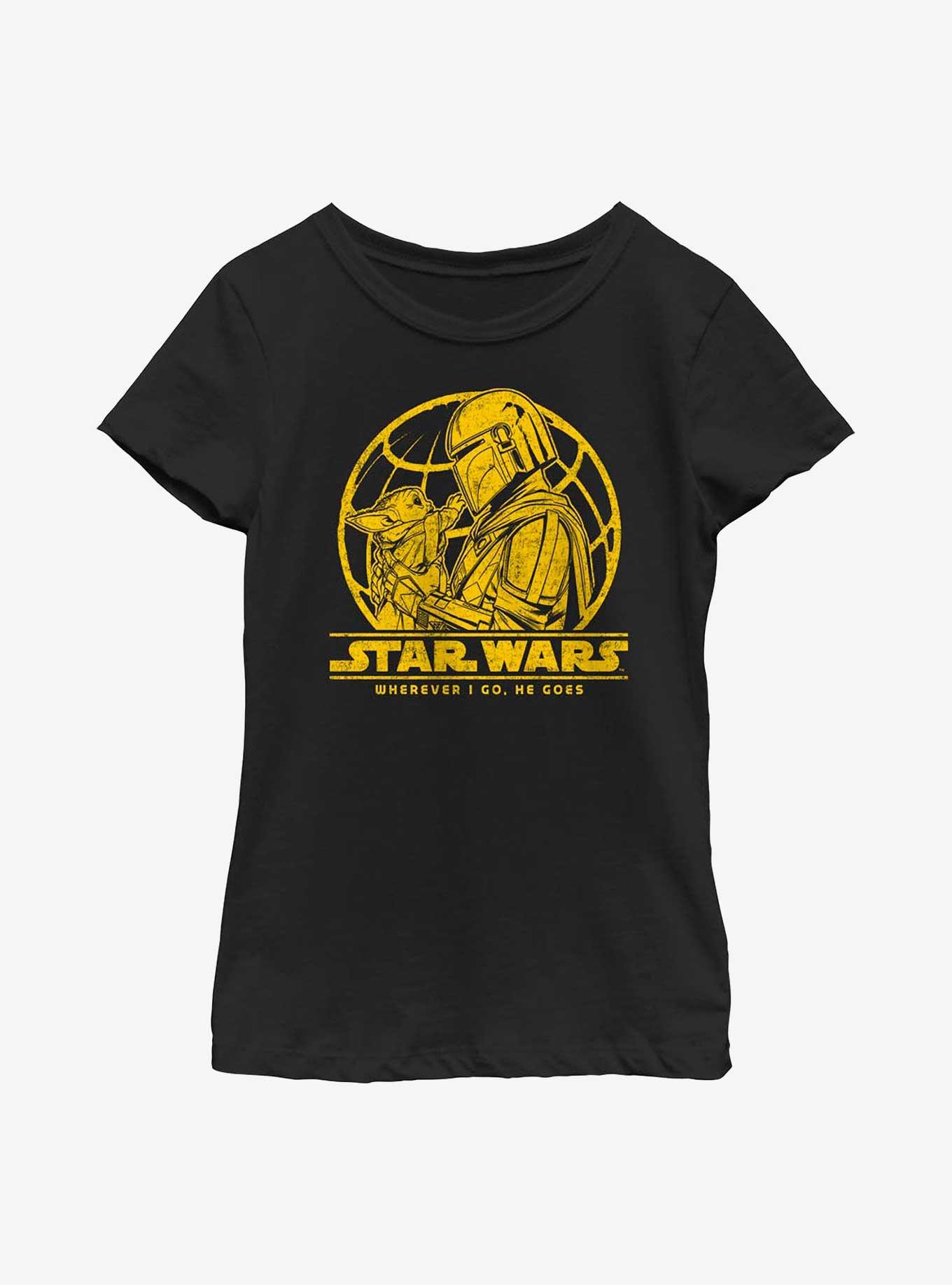 Star Wars The Mandalorian Wherever I Go Youth Girls T-Shirt, BLACK, hi-res