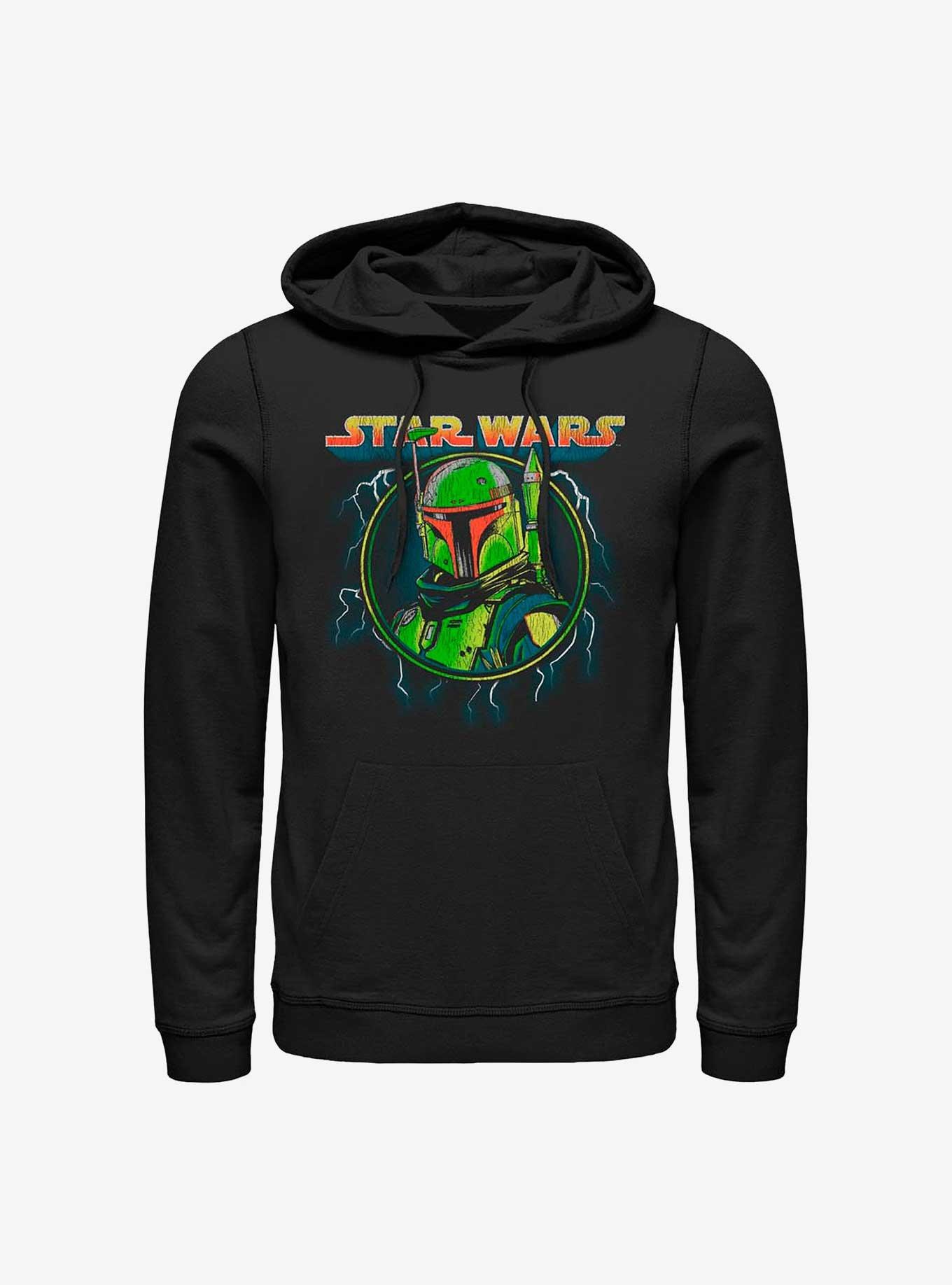 Star Wars Boba Fett Lightning Portrait Hoodie, BLACK, hi-res