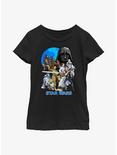 Star Wars Illustrated Poster Youth Girls T-Shirt, BLACK, hi-res