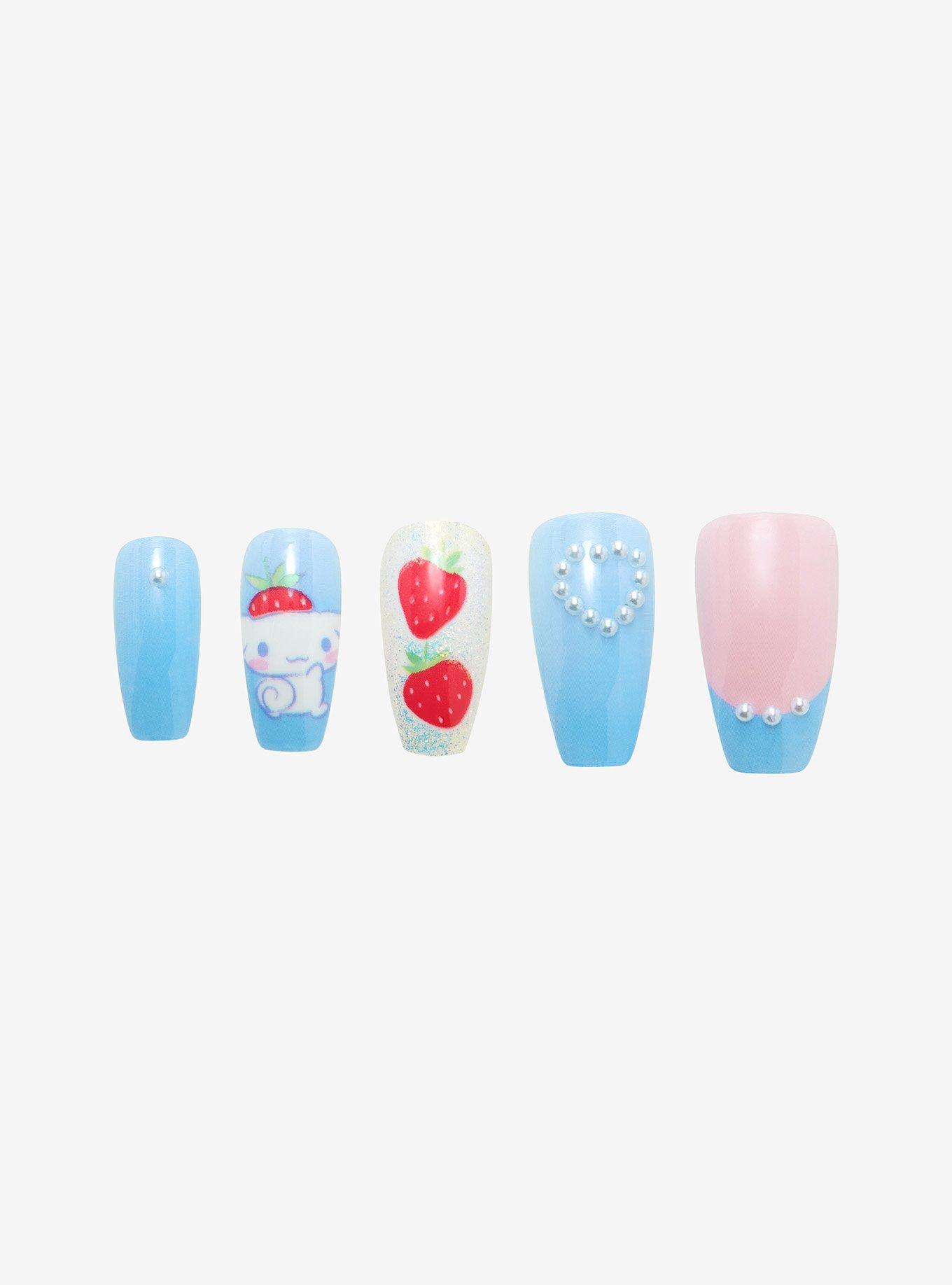 Cinnamoroll Strawberry Faux Nail Set, , hi-res