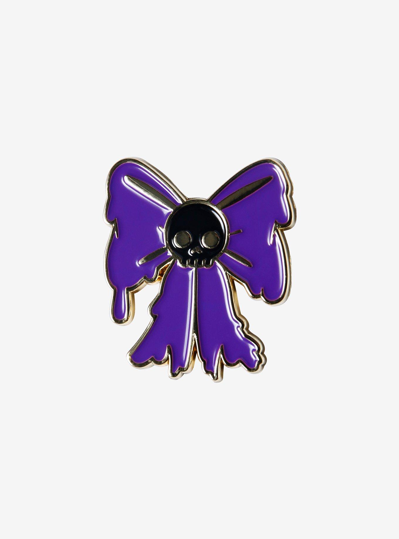Skull Ribbon Enamel Pin, , hi-res