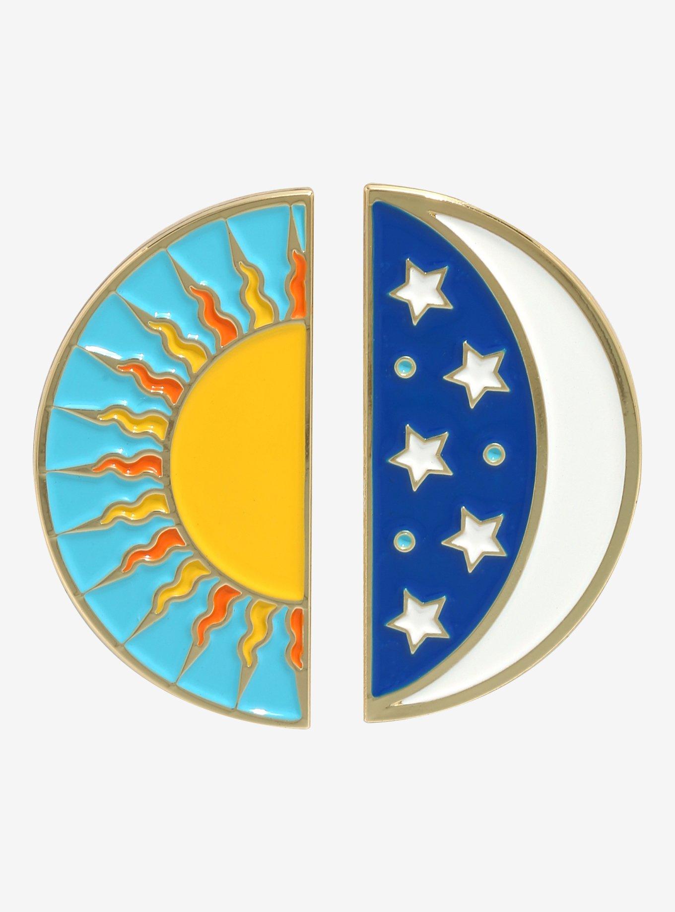 Celestial Sun & Moon Enamel Pin Set, , hi-res