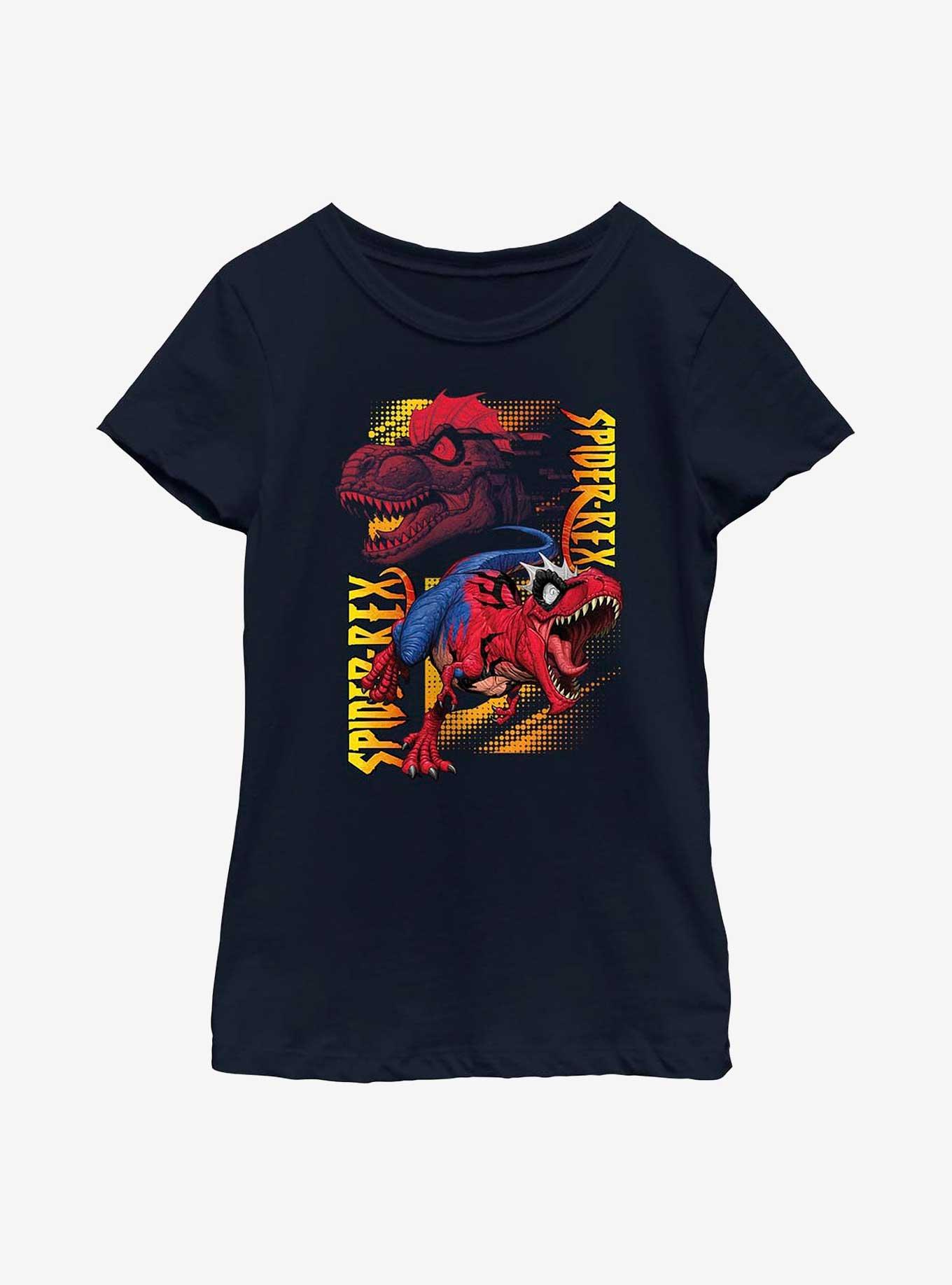 Marvel Spider-Rex Panels Youth Girls T-Shirt, NAVY, hi-res