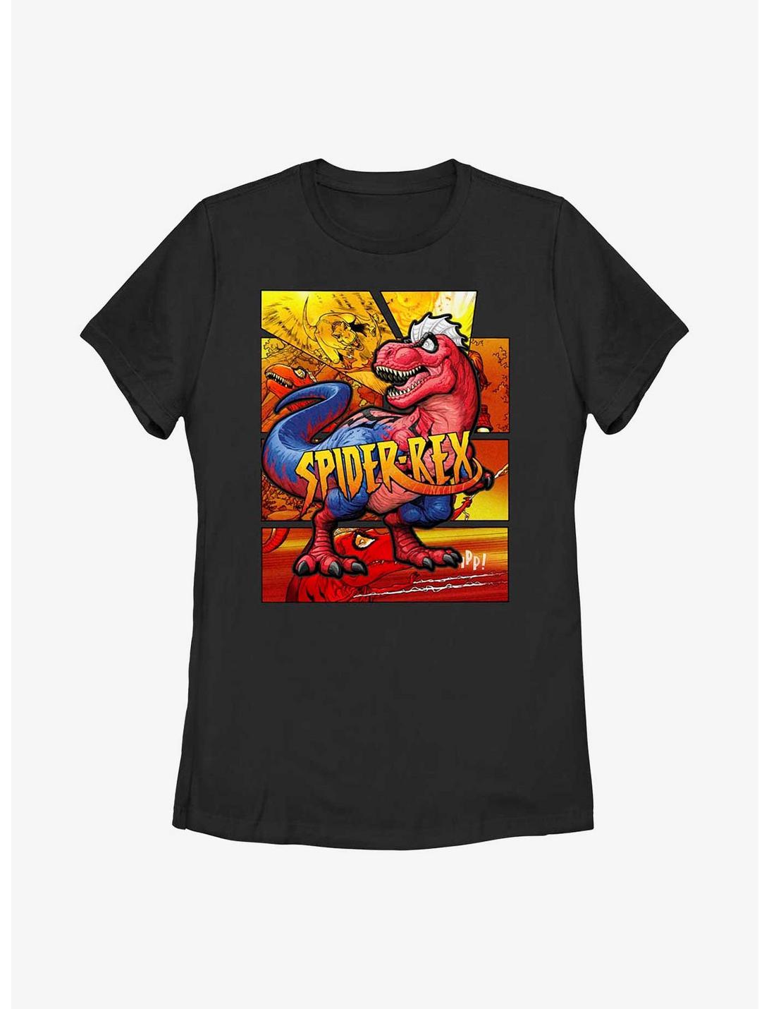 Marvel Spider-Rex Comic Panels Womens T-Shirt, BLACK, hi-res