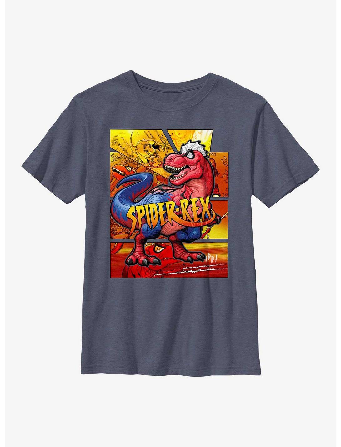 Marvel Spider-Rex Comic Panels Youth T-Shirt, NAVY HTR, hi-res