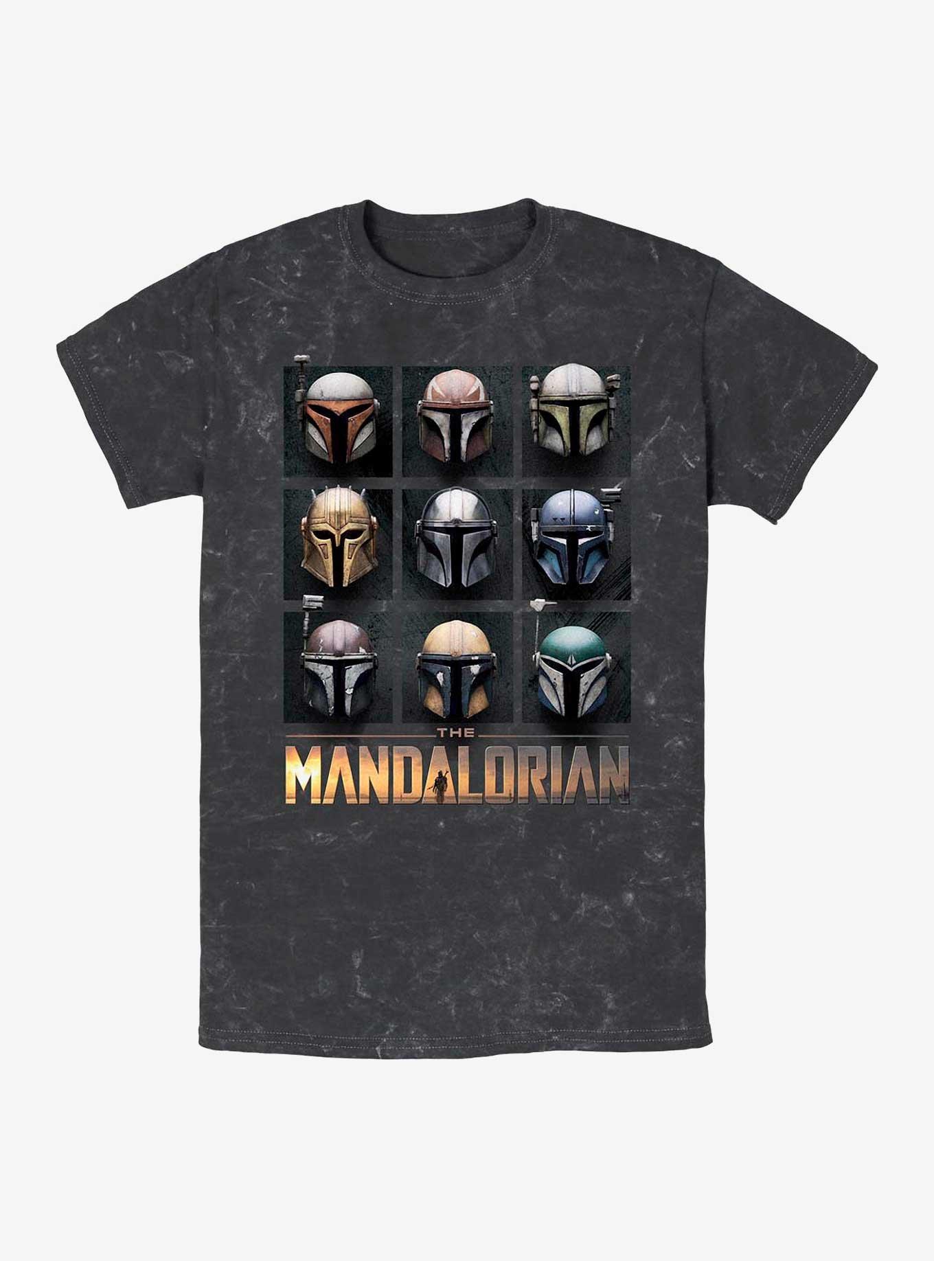 Star Wars The Mandalorian Hunter Helmets Mineral Wash T-Shirt, BLACK, hi-res