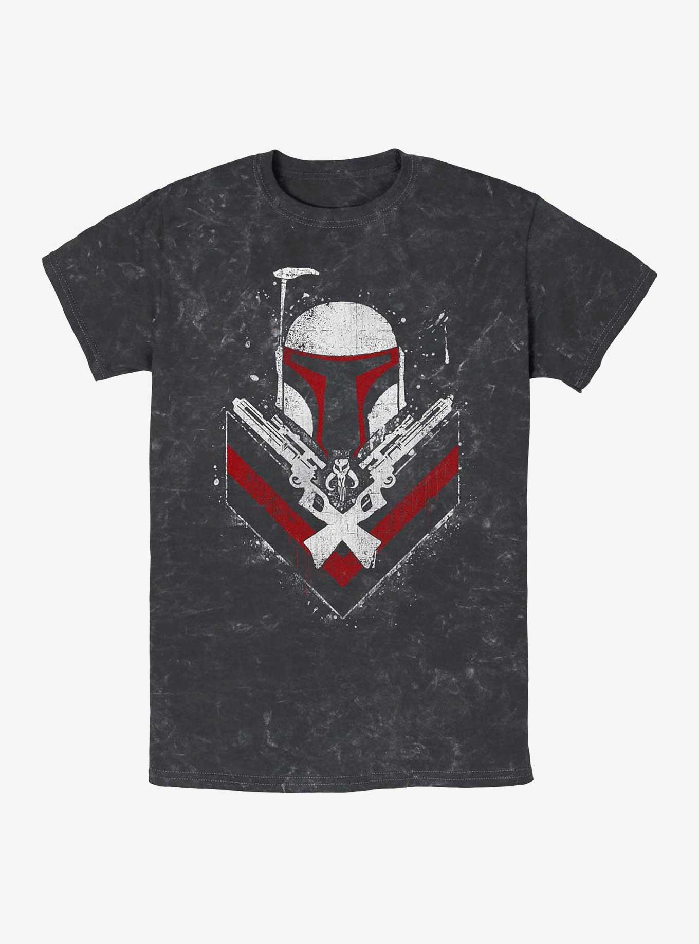 Star Wars Crossed Weapons Boba Fett Mineral Wash T-Shirt, BLACK, hi-res
