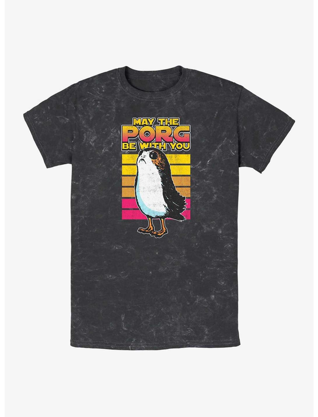 Star Wars: Episode VIII - The Last Jedi May The Porg Be With You Mineral Wash T-Shirt, BLACK, hi-res