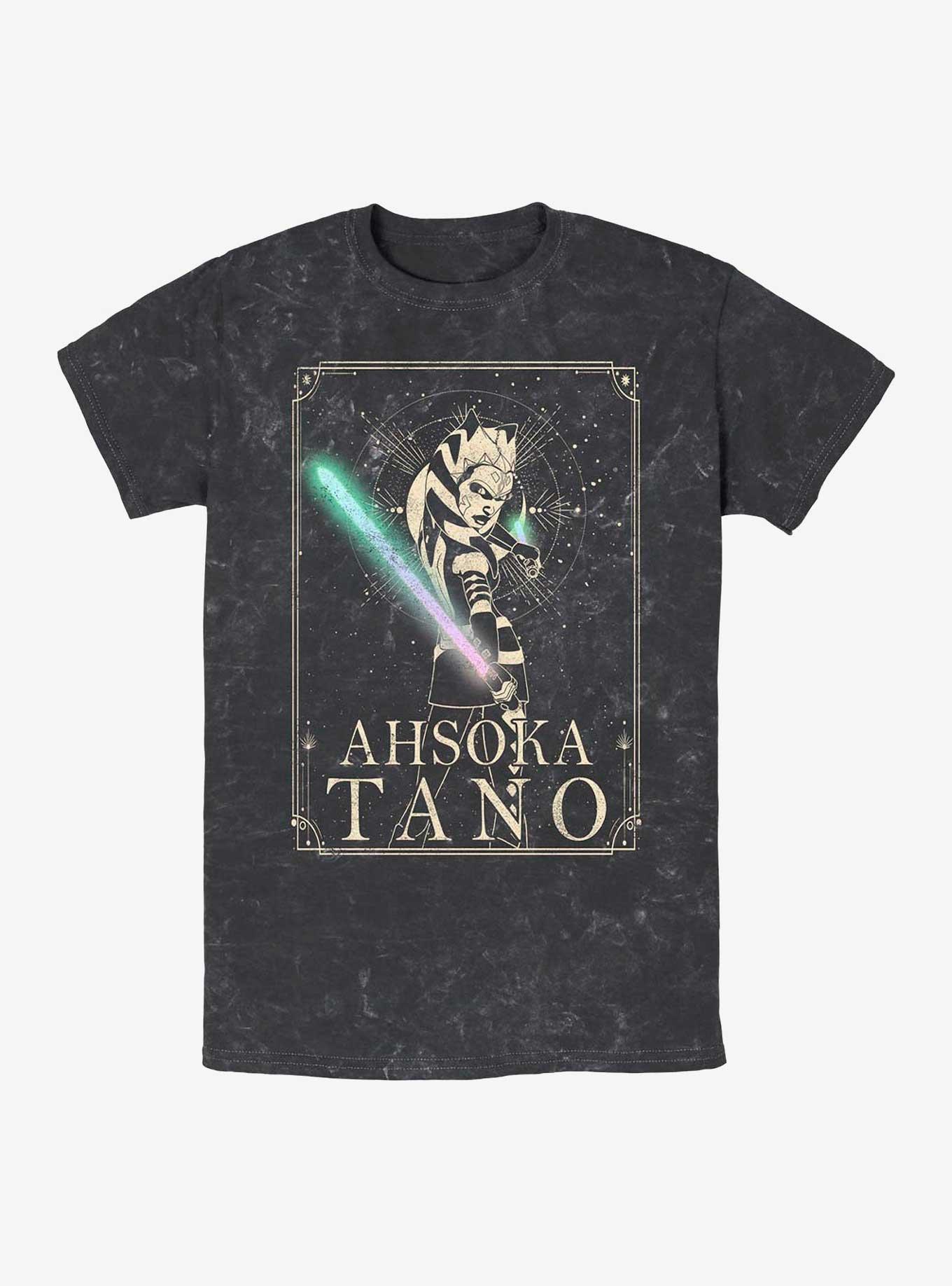 Star Wars: The Clone Wars Ahsoka Celestial Mineral Wash T-Shirt, BLACK, hi-res