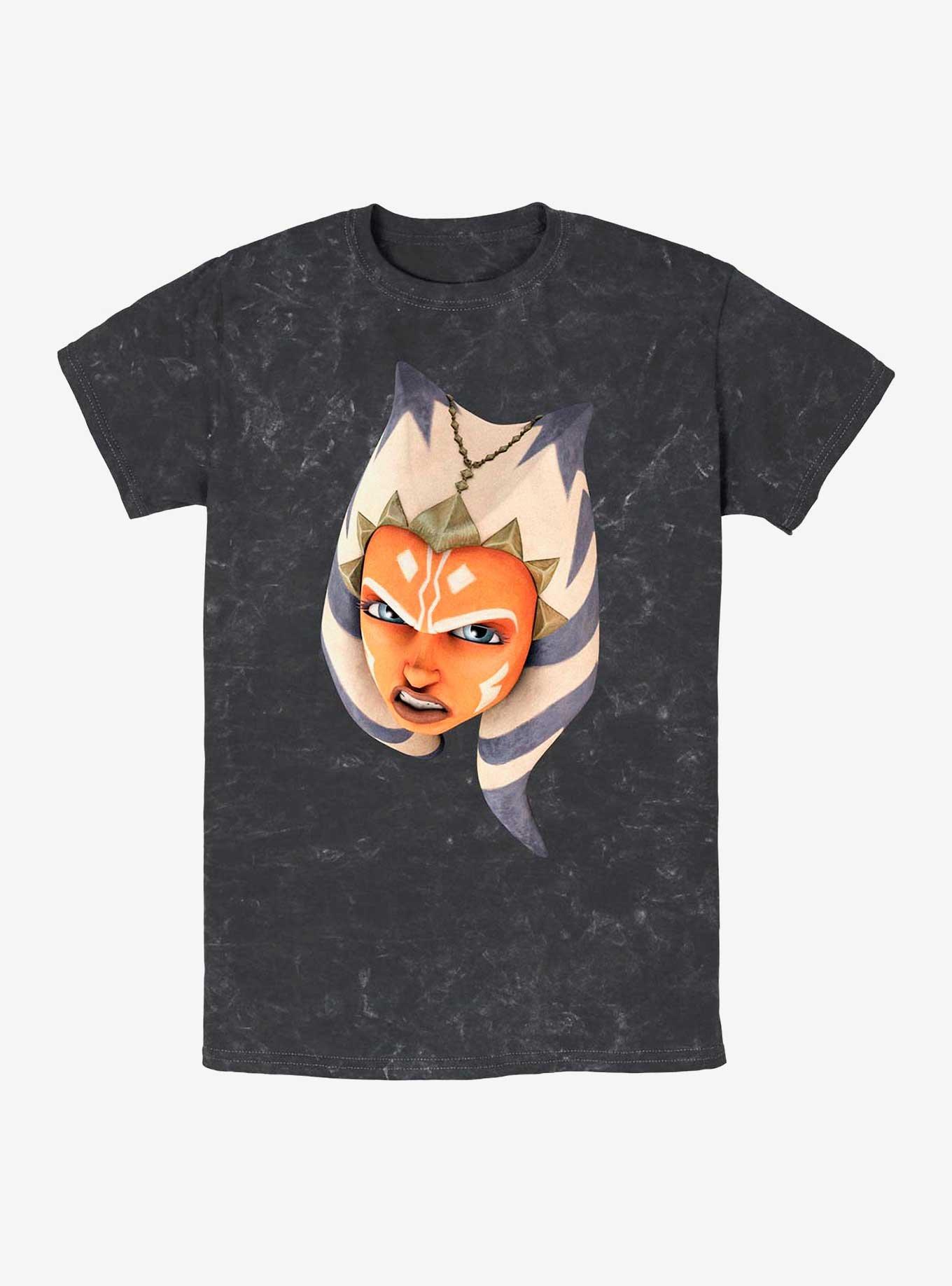 Star Wars: The Clone Wars Ahsoka Face Mineral Wash T-Shirt, BLACK, hi-res