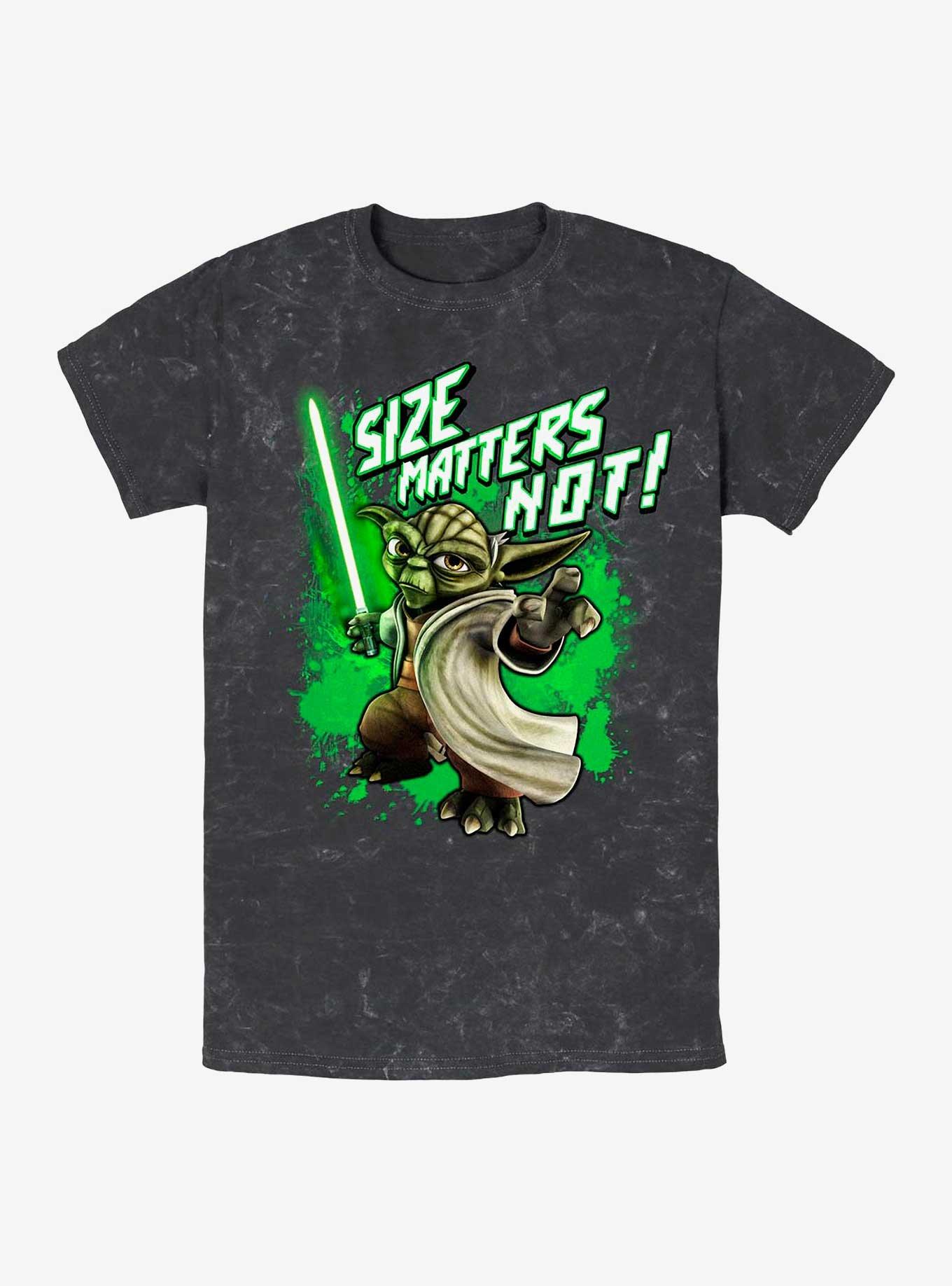 Star Wars: The Clone Wars Size Matters Not Mineral Wash T-Shirt, BLACK, hi-res