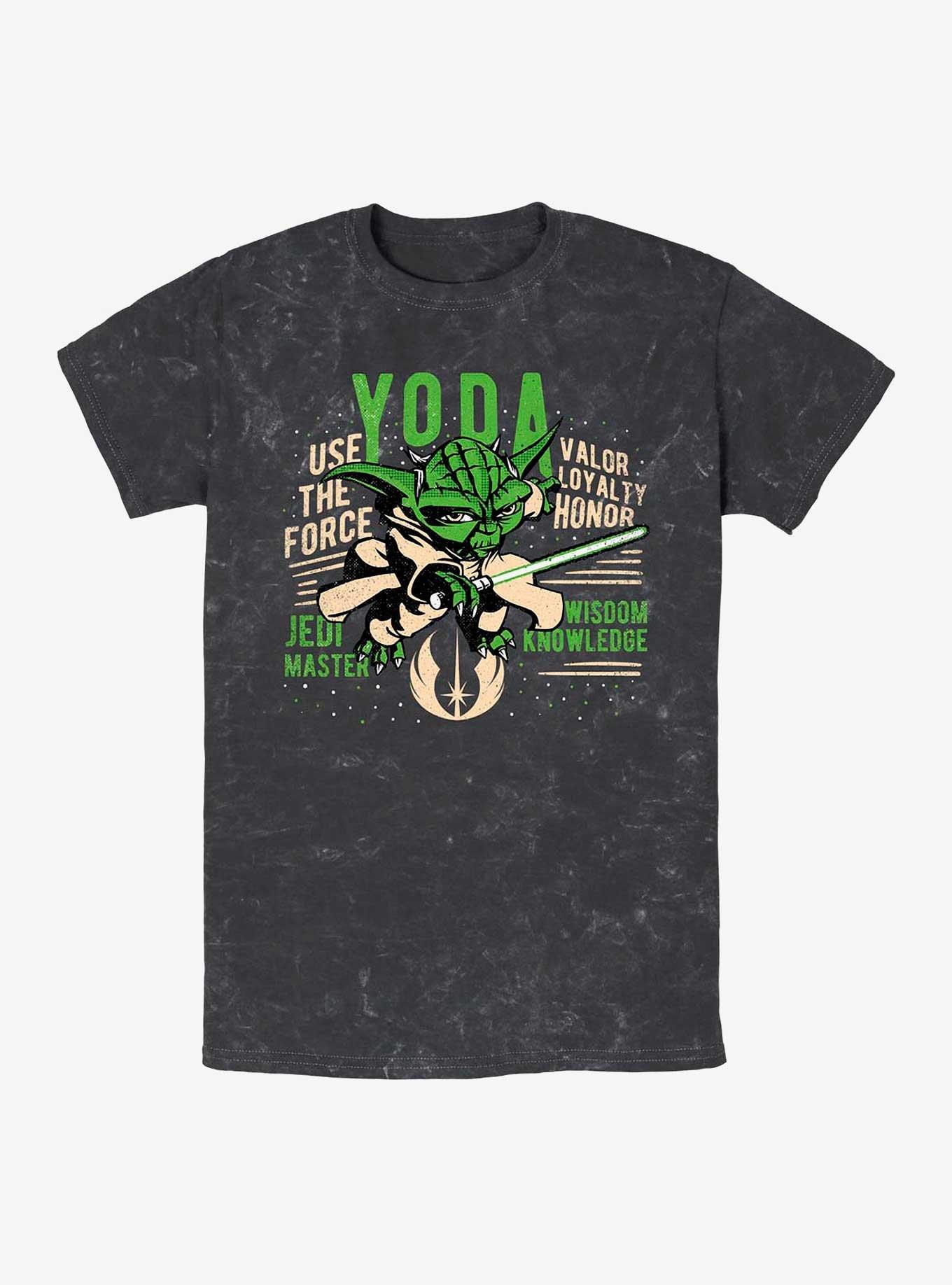 Star Wars: The Clone Wars Yoda Mineral Wash T-Shirt, BLACK, hi-res