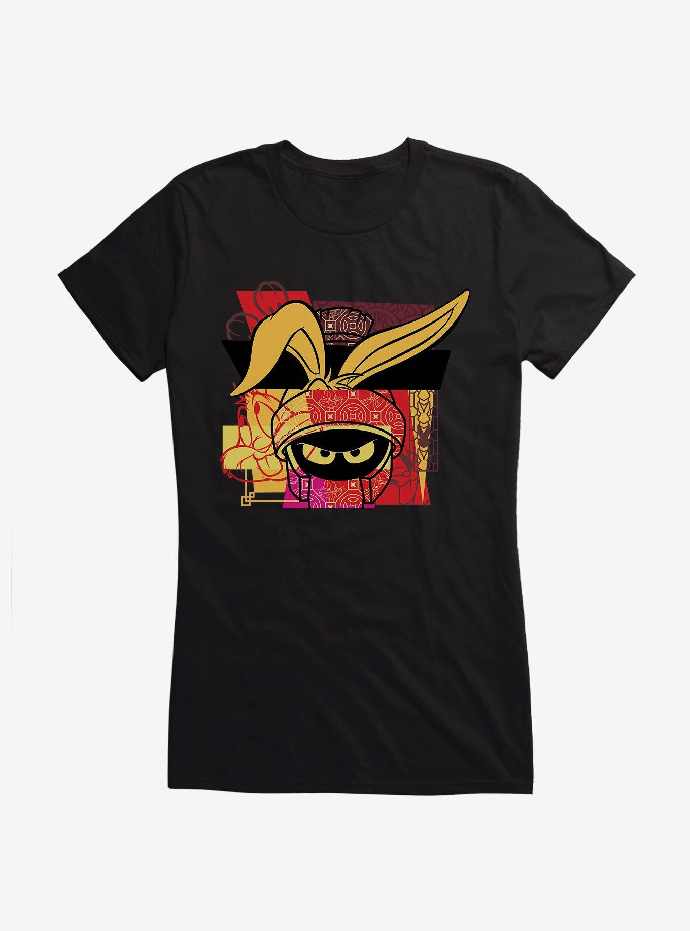 Looney Tunes Marvin The Martian Bunny Collage Girls T-Shirt