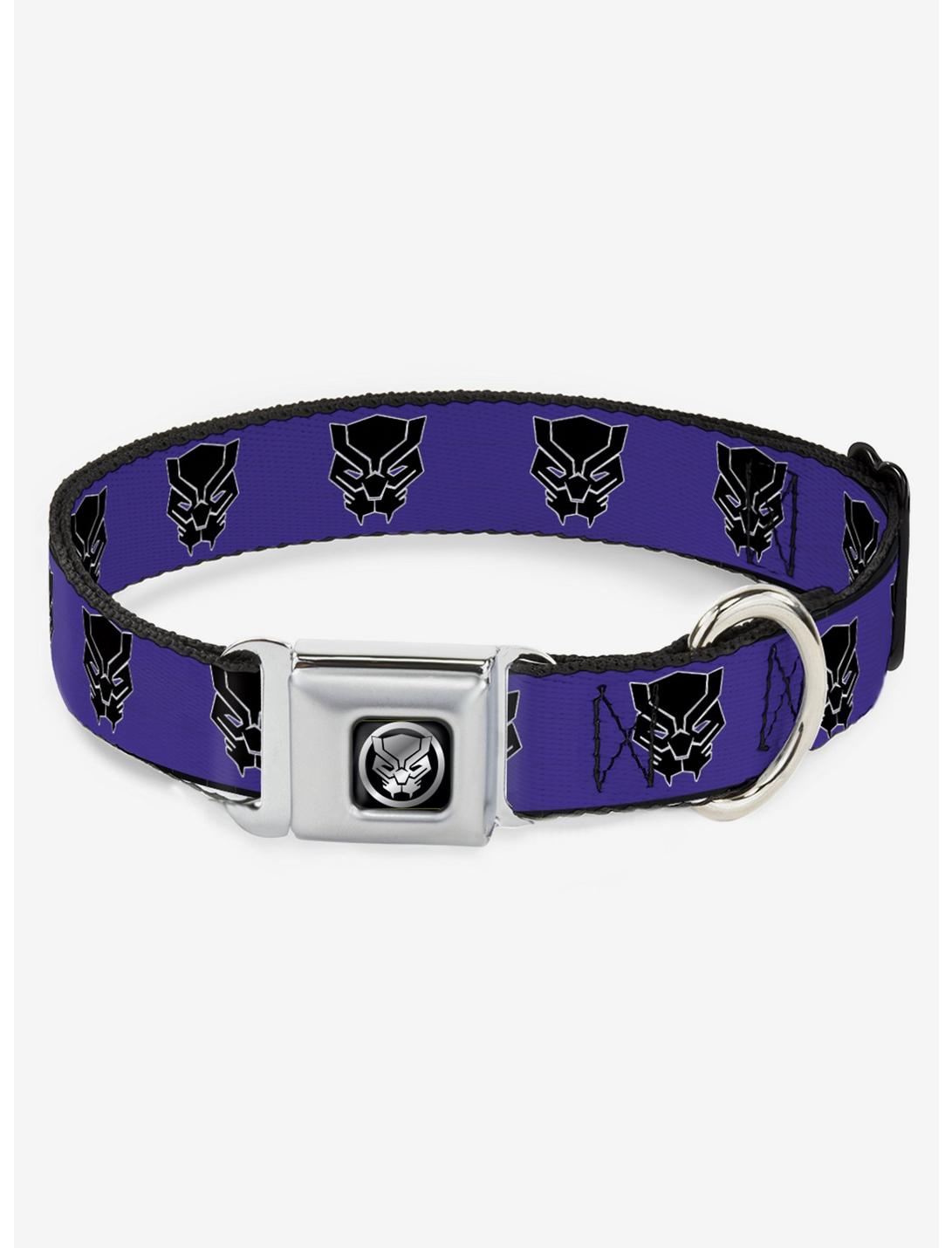 Marvel Black Panther Avengers Icon Purple Seatbelt Buckle Dog Collar, PURPLE, hi-res