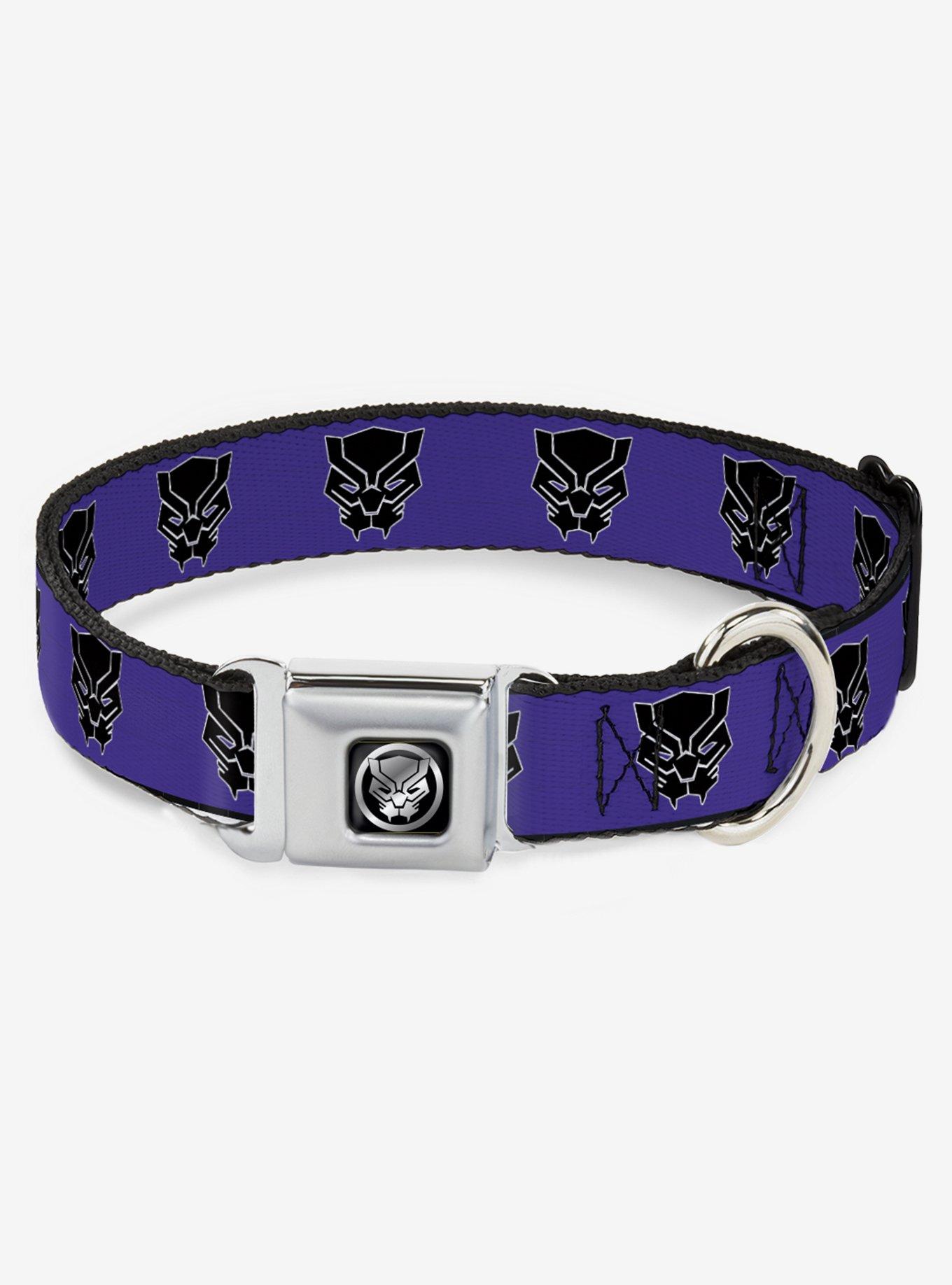 Marvel Black Panther Avengers Icon Purple Seatbelt Buckle Dog Collar, PURPLE, hi-res