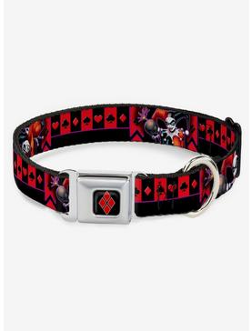 DC Comics Harley Quinn Black Purple Red Seatbelt Buckle Dog Collar, , hi-res