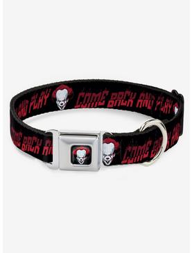 Plus Size IT Chapter Two Pennywise Face Come Back and Play Black Seatbelt Buckle Dog Collar, , hi-res