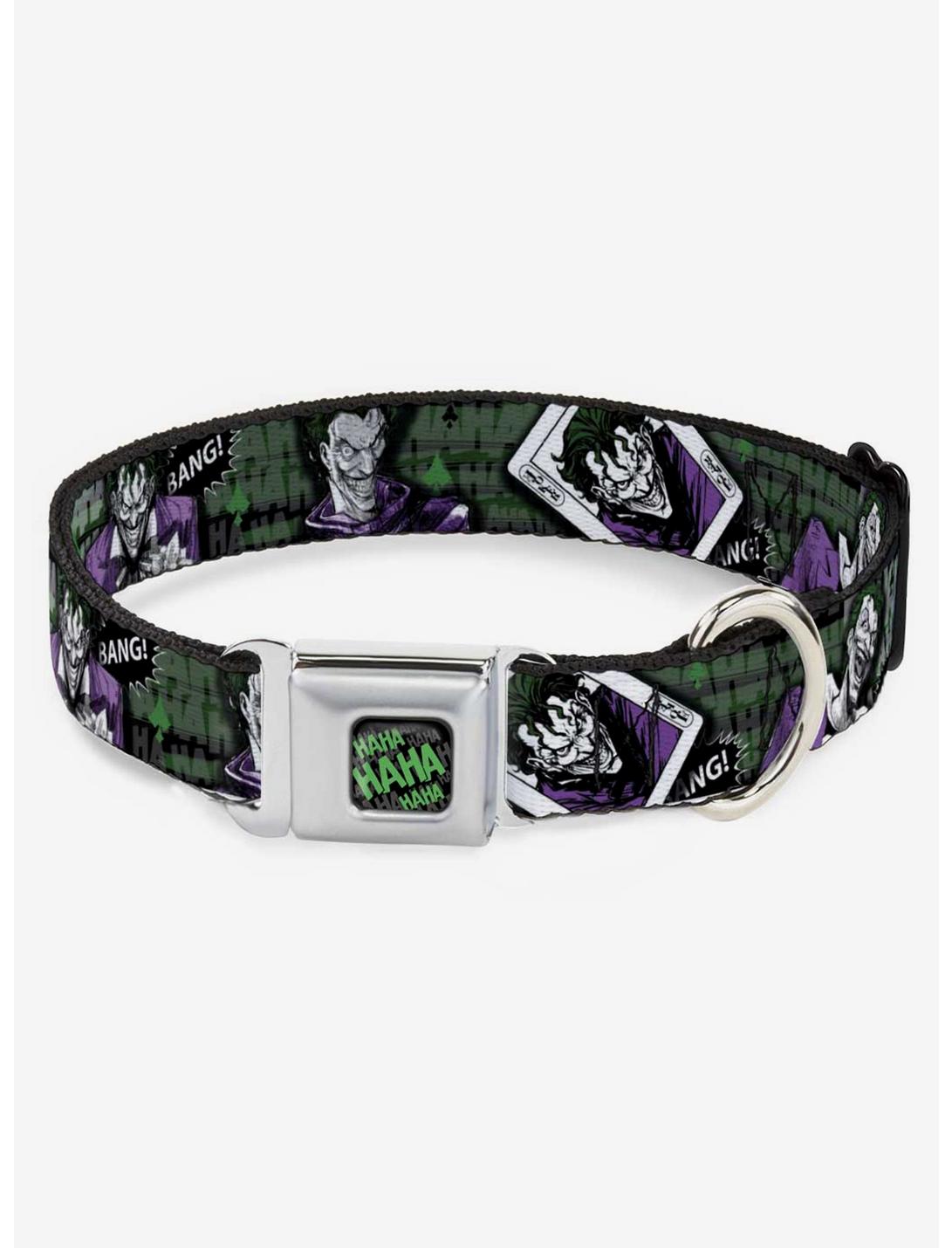 DC Comics The Joker 4 Poses Card Seatbelt Buckle Dog Collar, GREY, hi-res