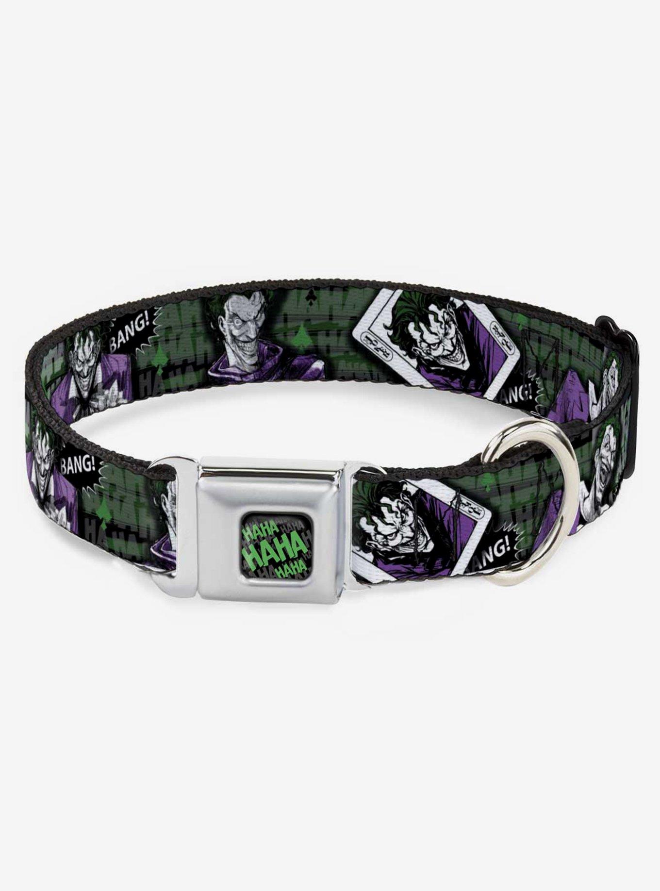 DC Comics The Joker 4 Poses Card Seatbelt Buckle Dog Collar, GREY, hi-res