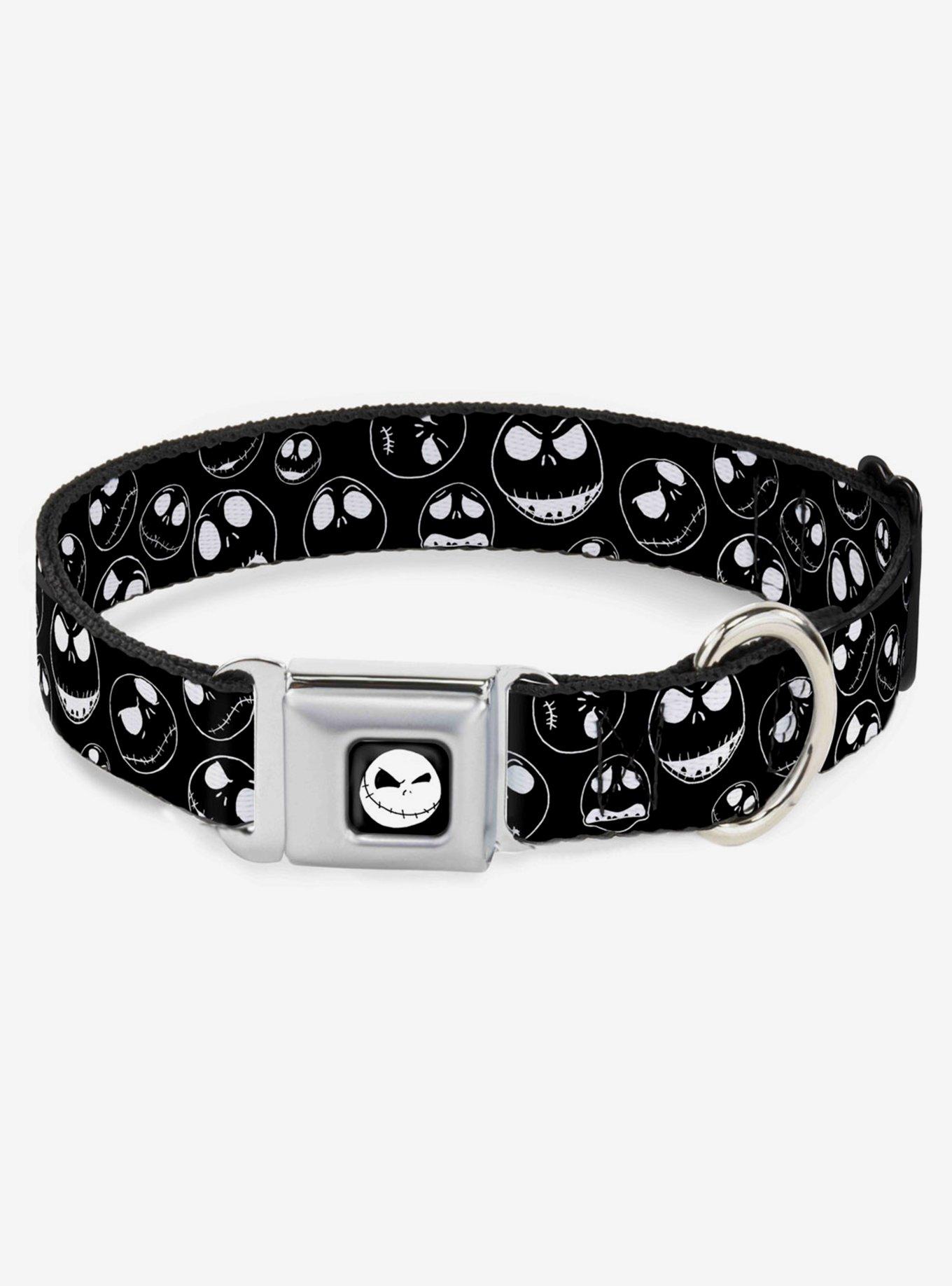 Disney Nightmare Before Christmas Jack Outline Expressions Seatbelt Buckle Dog Collar, BLACK, hi-res