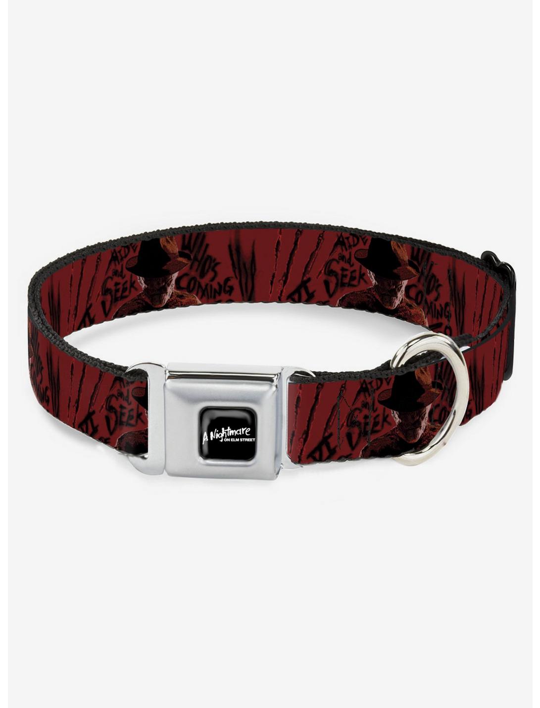 A Nightmare on Elm Street Freddy Poses Quote Hand Scratching Seatbelt Buckle Dog Collar, RED, hi-res