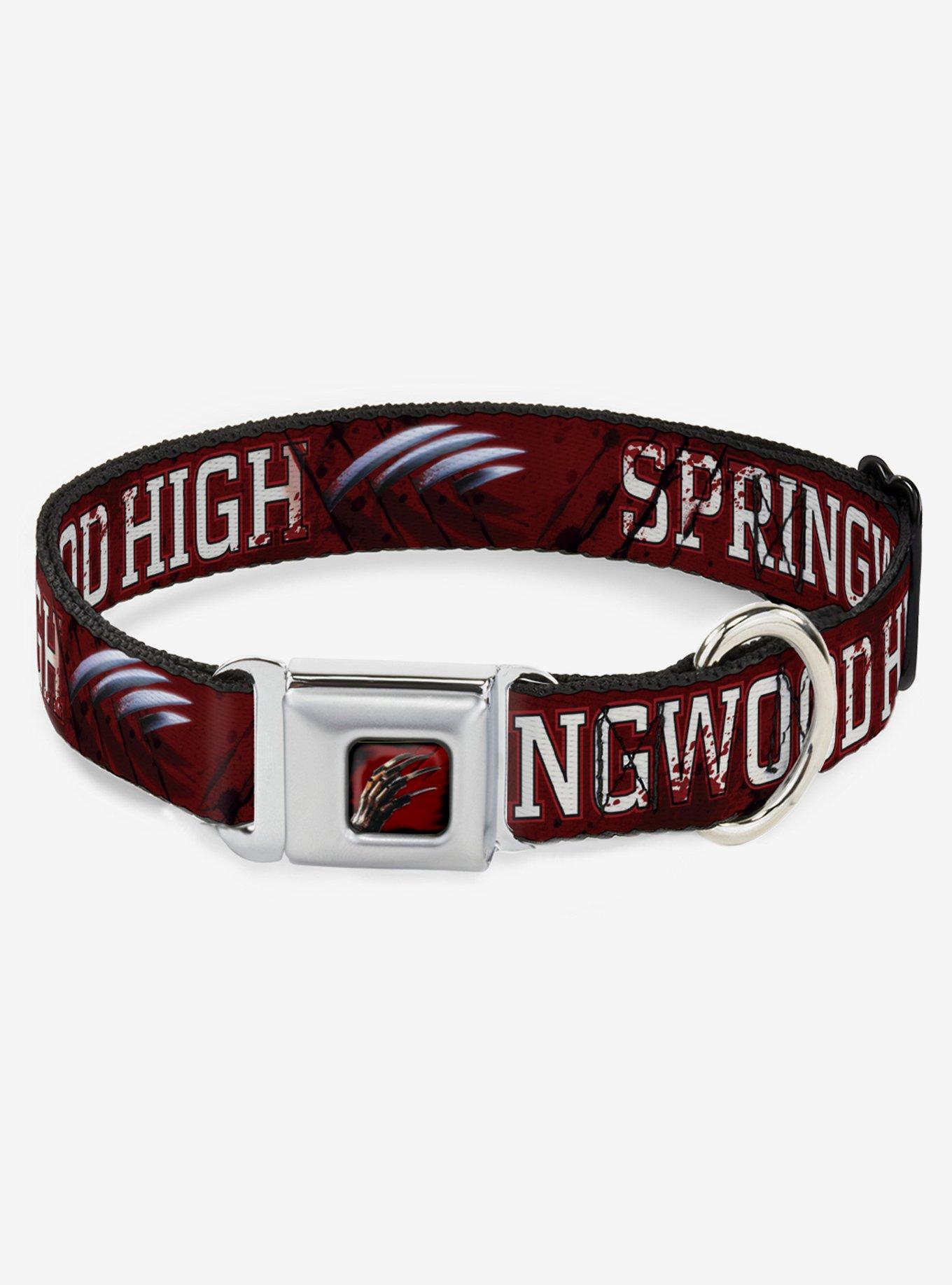 A Nightmare on Elm Street Springwood High Seatbelt Buckle Dog Collar, BLACK, hi-res