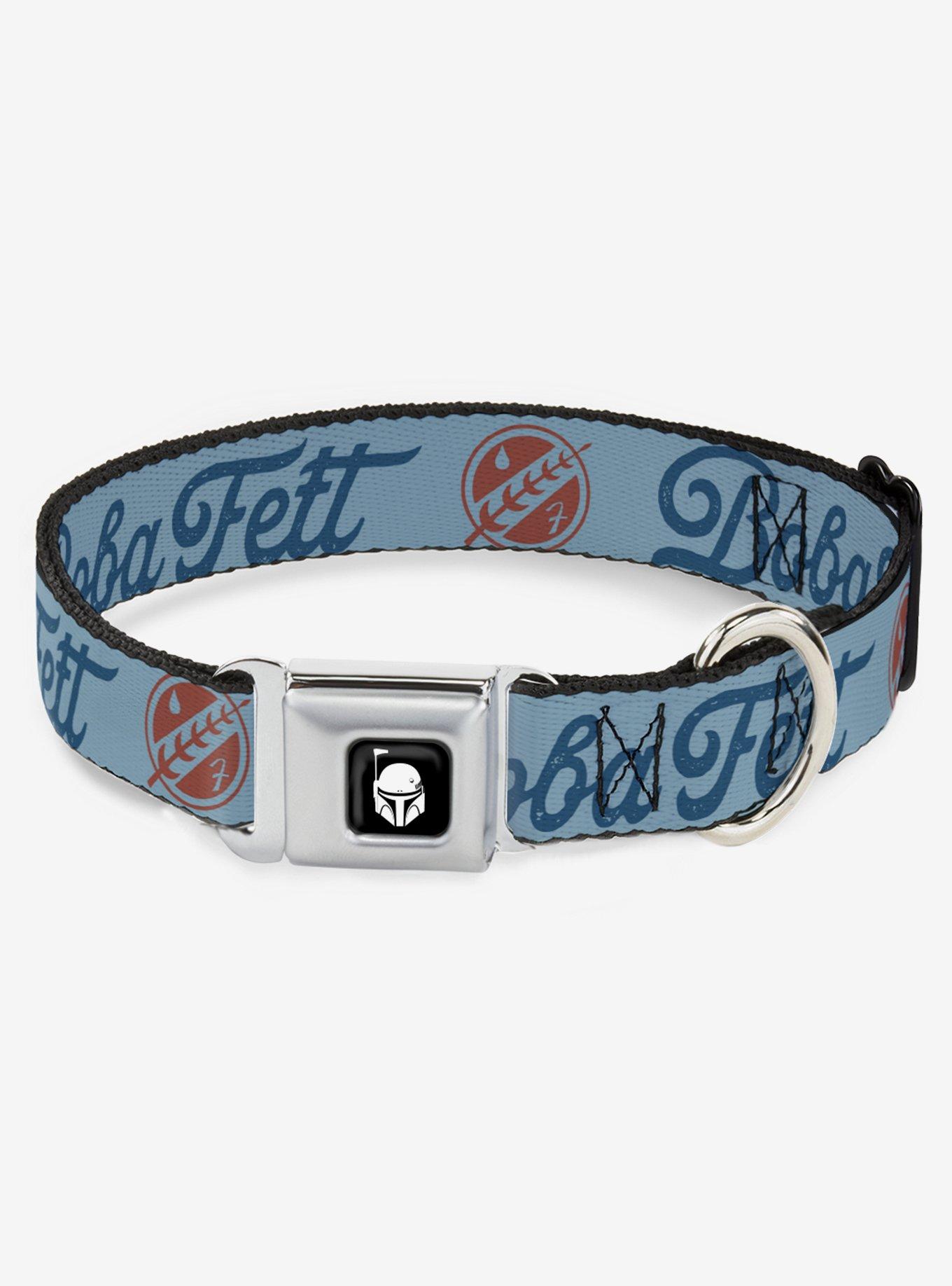 Star Wars Book of Boba Fett Script and Logo Seatbelt Buckle Dog Collar, BLUE, hi-res