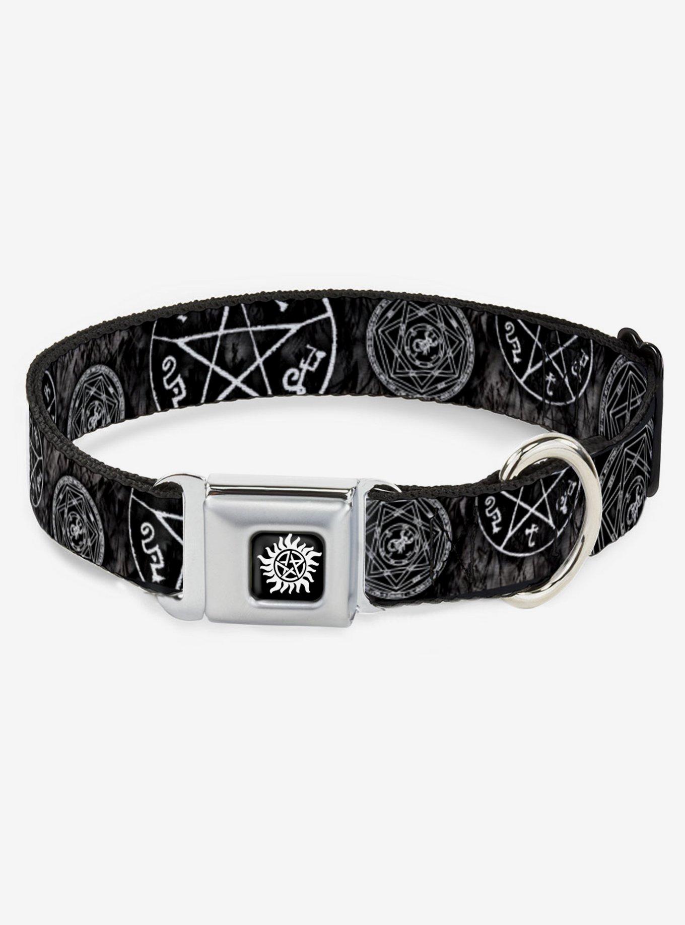 Supernatural Devils Trap Pentagrams Seatbelt Buckle Dog Collar, , hi-res