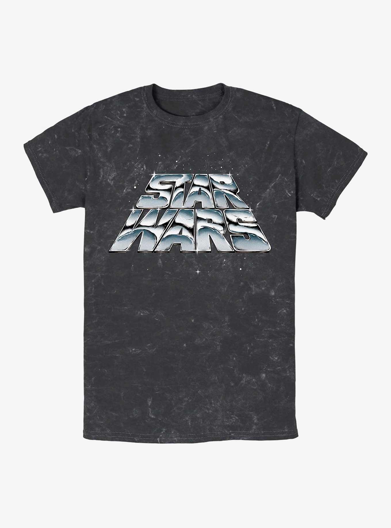 Star Wars Chrome Slant Logo Mineral Wash T-Shirt, BLACK, hi-res