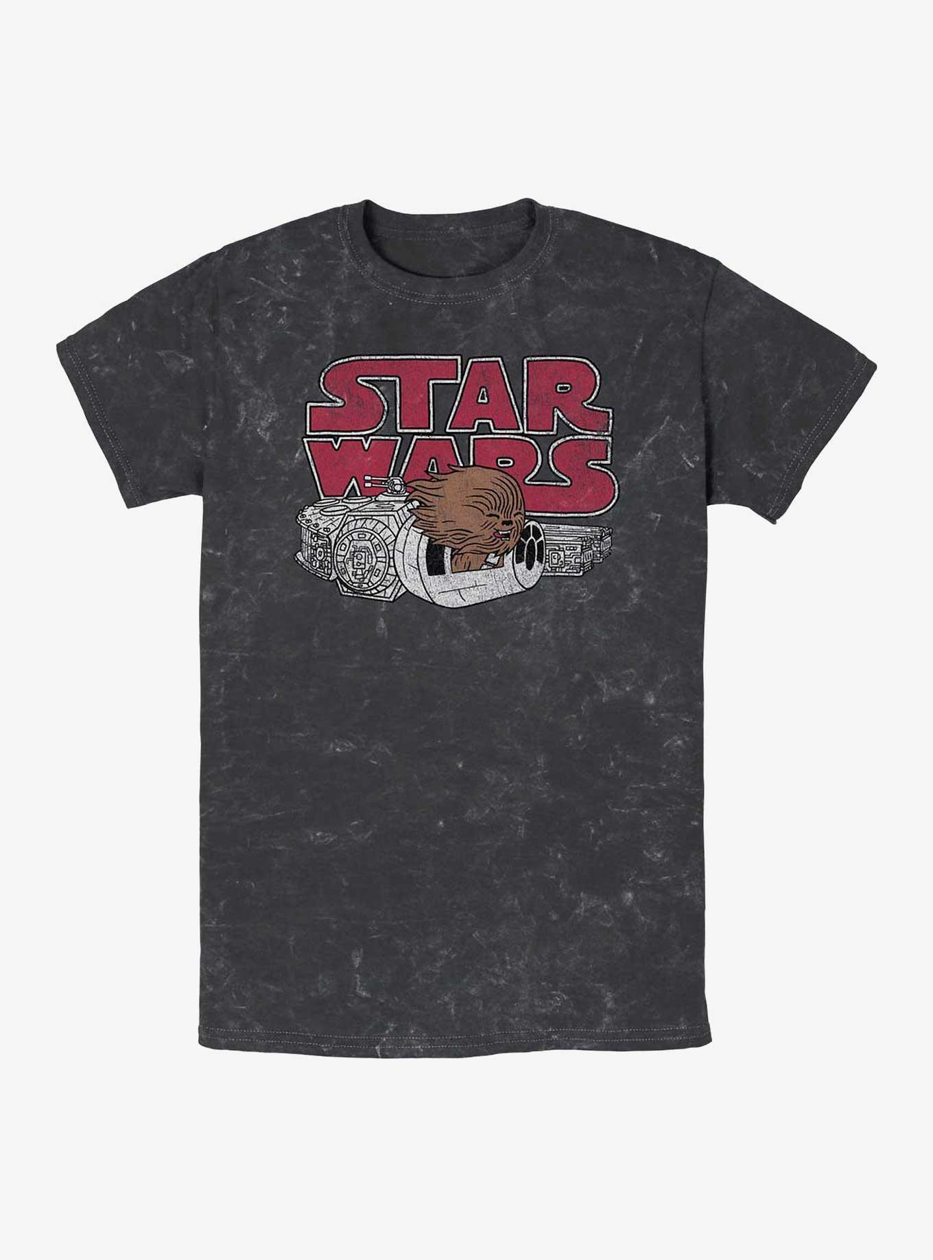 Star Wars Fly Chewie Fly Mineral Wash T-Shirt - BLACK | Hot Topic