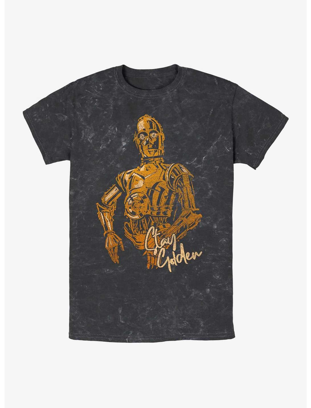 Star Wars: The Rise Of Skywalker C-3P0 Stay Golden Mineral Wash T-Shirt, BLACK, hi-res