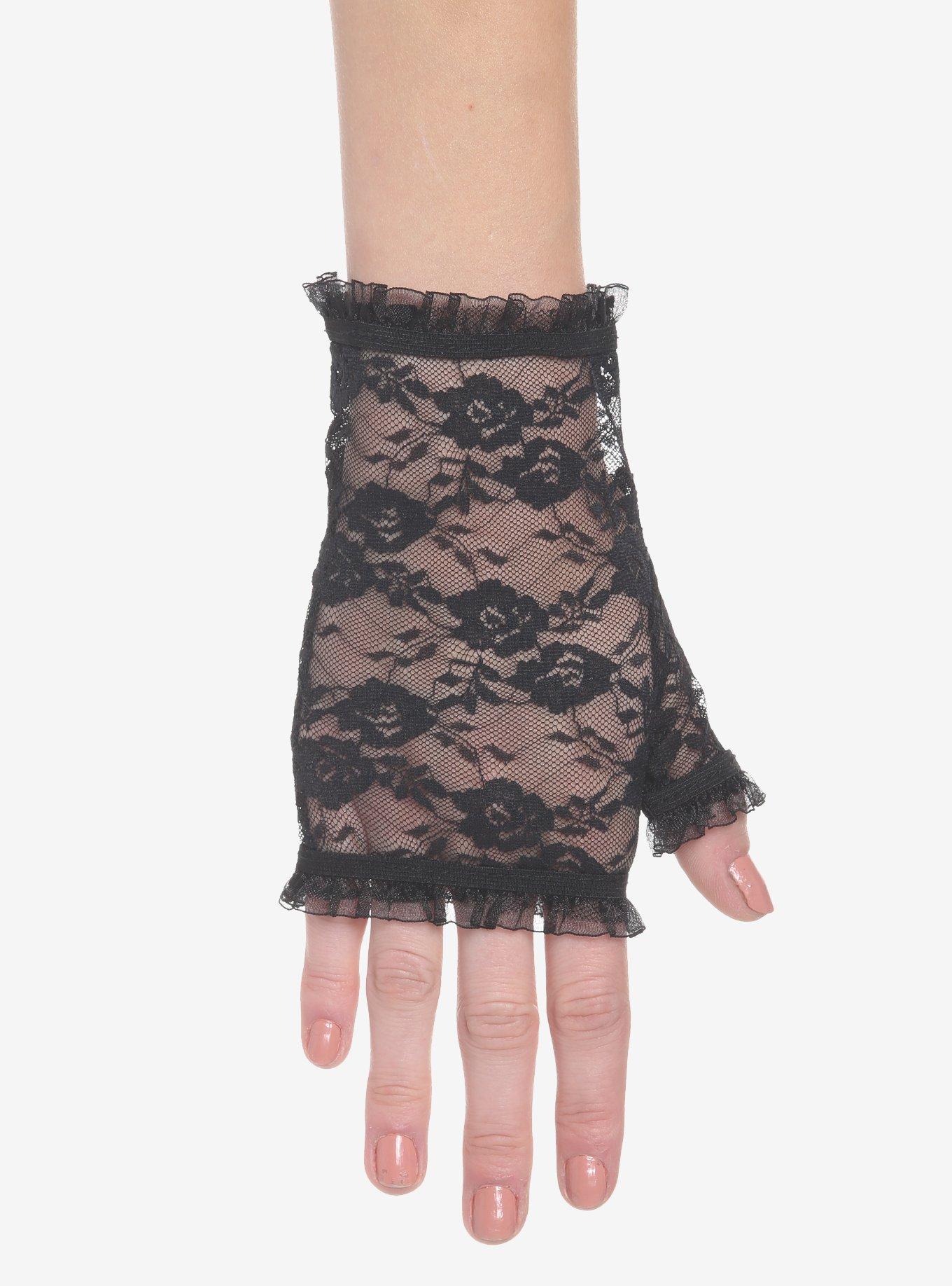 Black Rose Lace Fingerless Gloves Hot Topic
