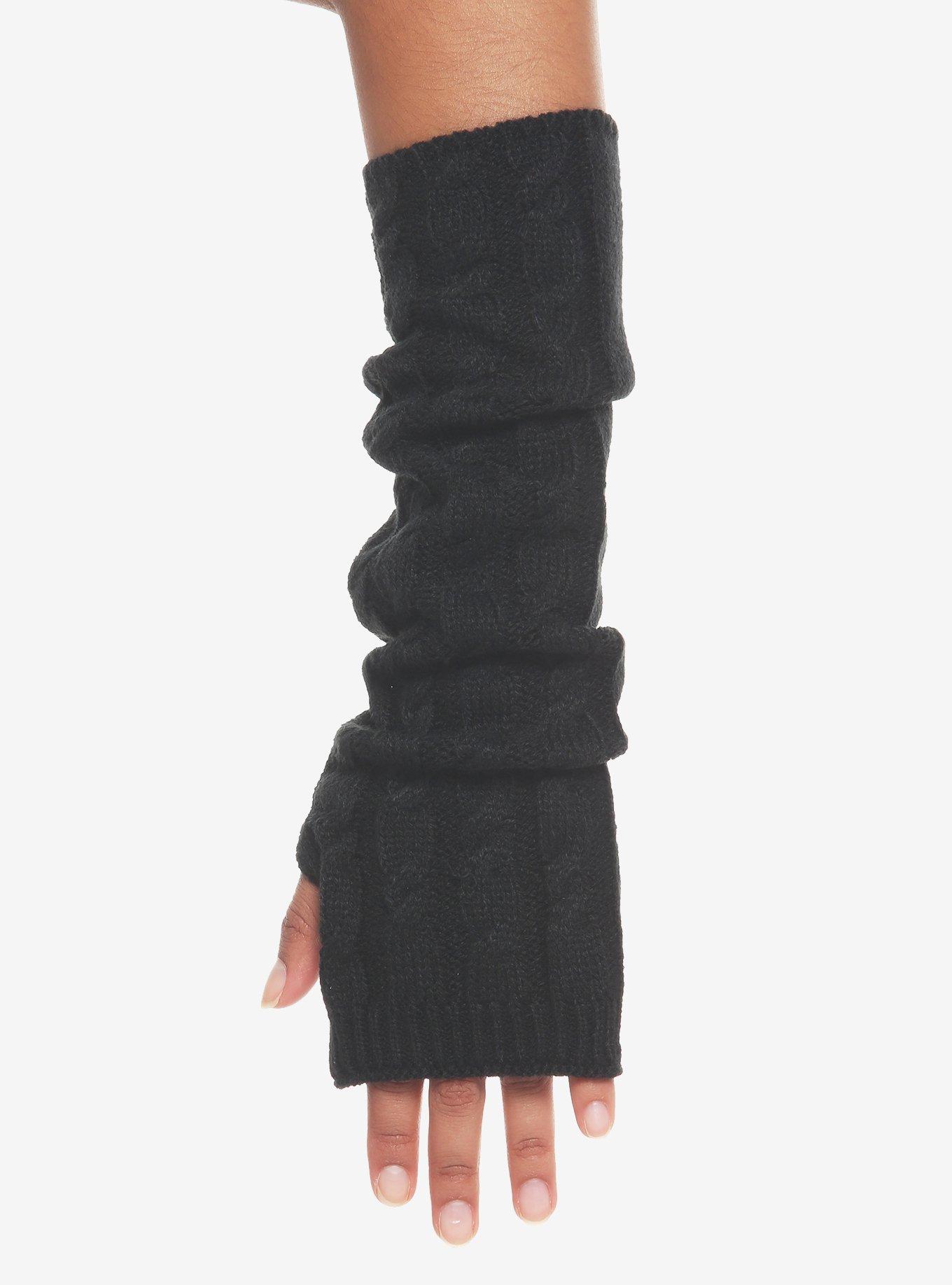 Black Cable Knit Arm Warmers