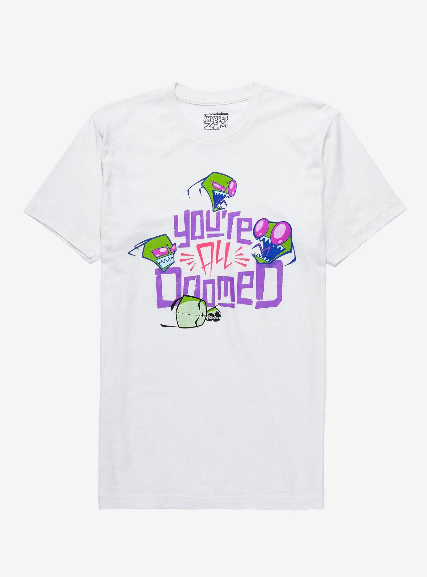 Invader Zim GIR & Zim You&rsquo;re All Doomed T-Shirt - BoxLunch Exclusive , OFF WHITE, hi-res