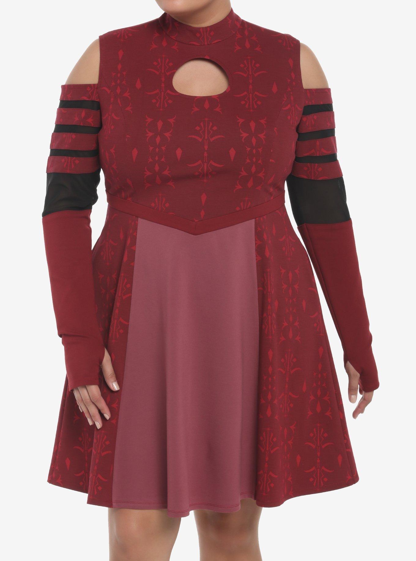 Her Universe Star Wars Ahsoka Tano Dress Plus Size, BURGUNDY, hi-res
