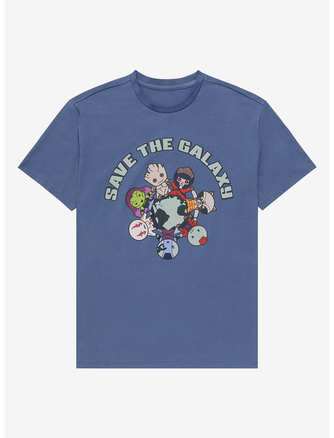 Marvel Guardians of the Galaxy Chibi Save the Galaxy T-Shirt - BoxLunch Exclusive, SLATE, hi-res
