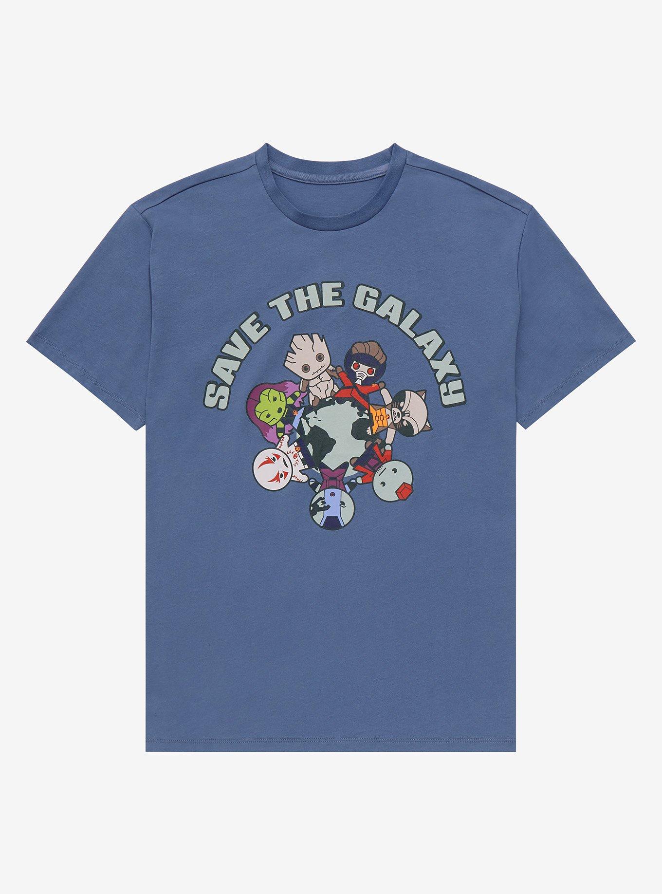 Marvel Guardians of the Galaxy Chibi Save the Galaxy T-Shirt - BoxLunch Exclusive, SLATE, hi-res