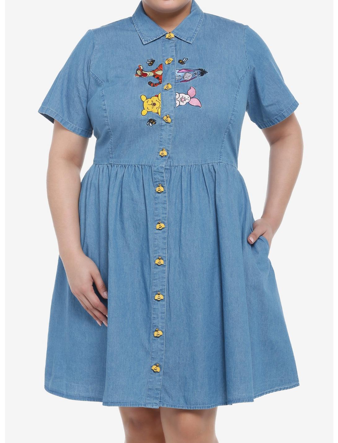 Disney Winnie The Pooh Friends Denim Dress Plus Size, MULTI, hi-res