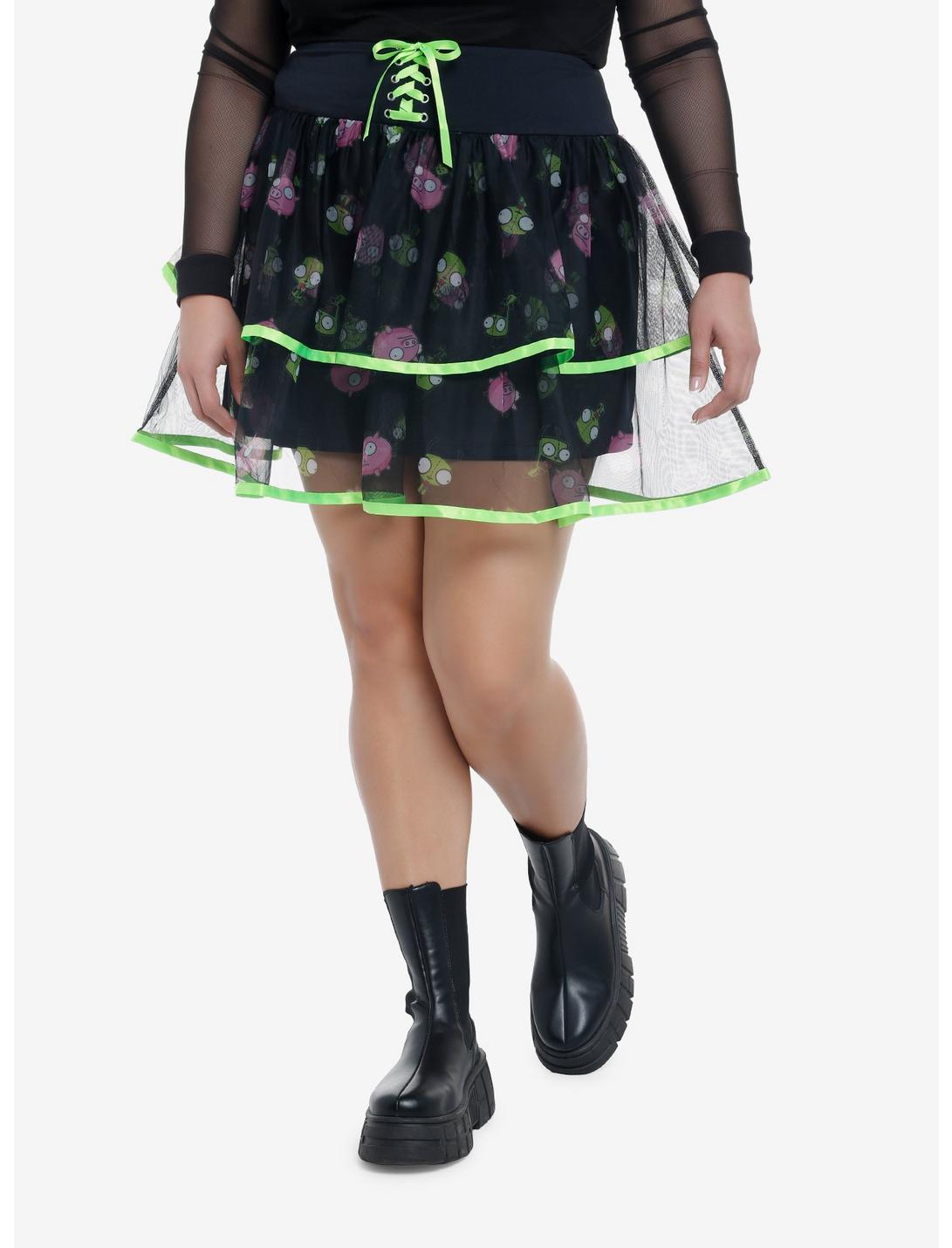 Invader Zim Tiered Tulle Skirt Plus Size, MULTI, hi-res