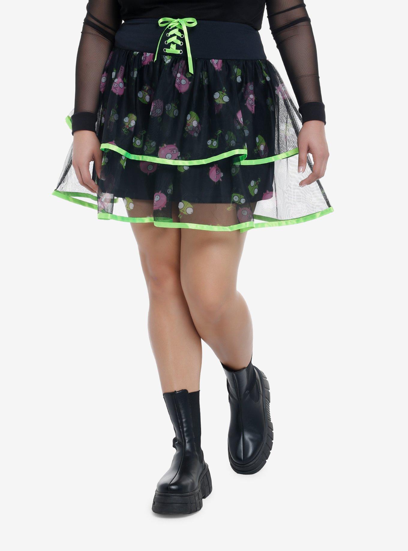 Invader Zim Tiered Tulle Skirt Plus Size, MULTI, hi-res