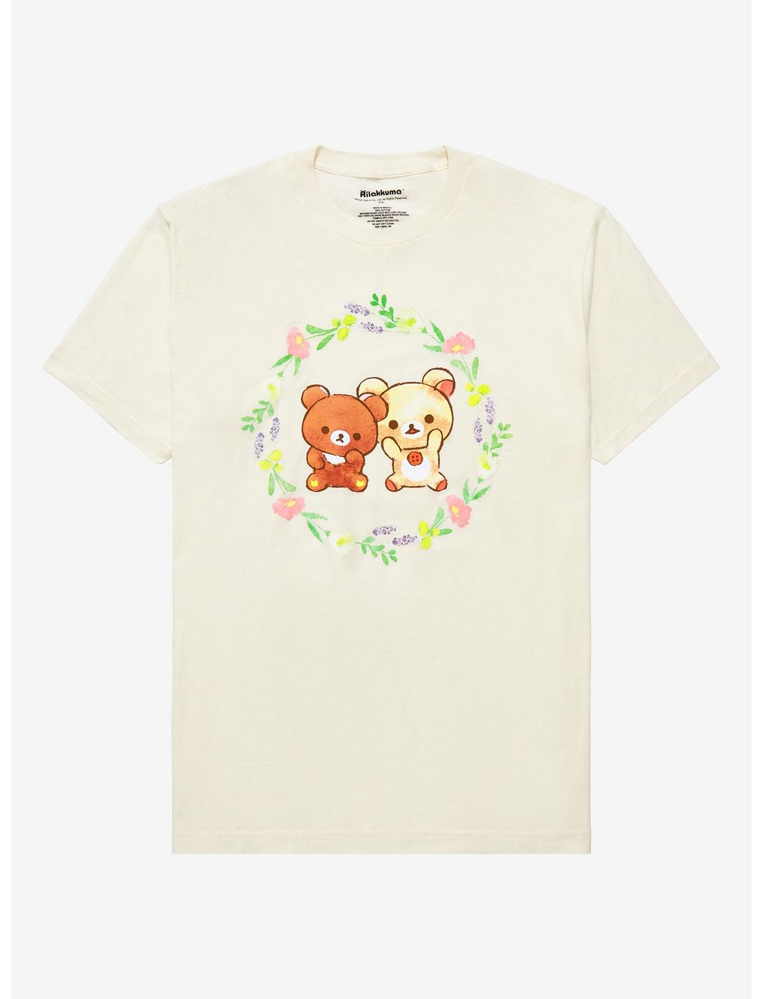 Rilakkuma & Korilakkuma Floral Women's T-Shirt - BoxLunch Exclusive, OFF WHITE, hi-res