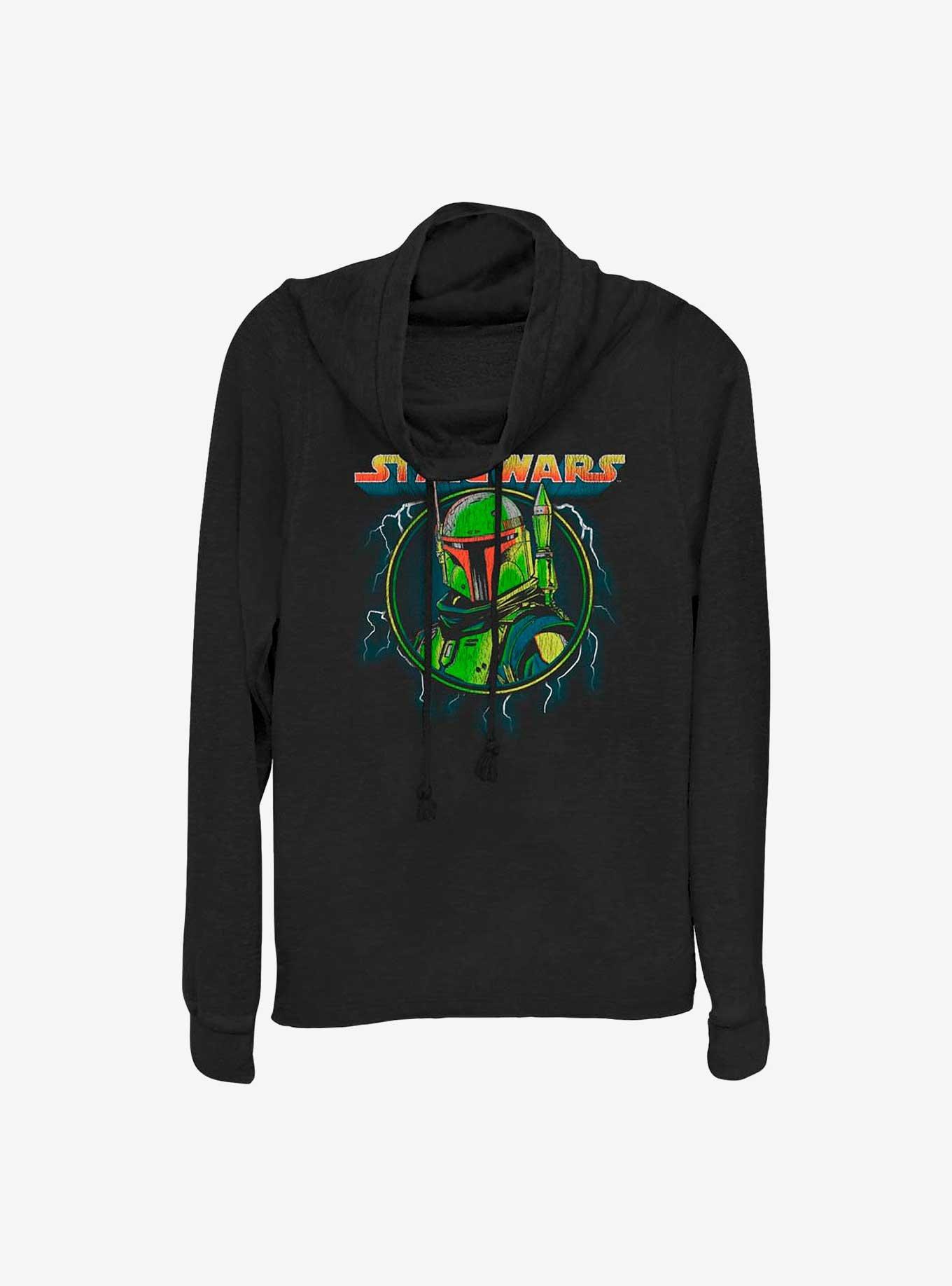 Star Wars The Mandalorian Boba Badge Cowl Neck Long-Sleeve Top, BLACK, hi-res