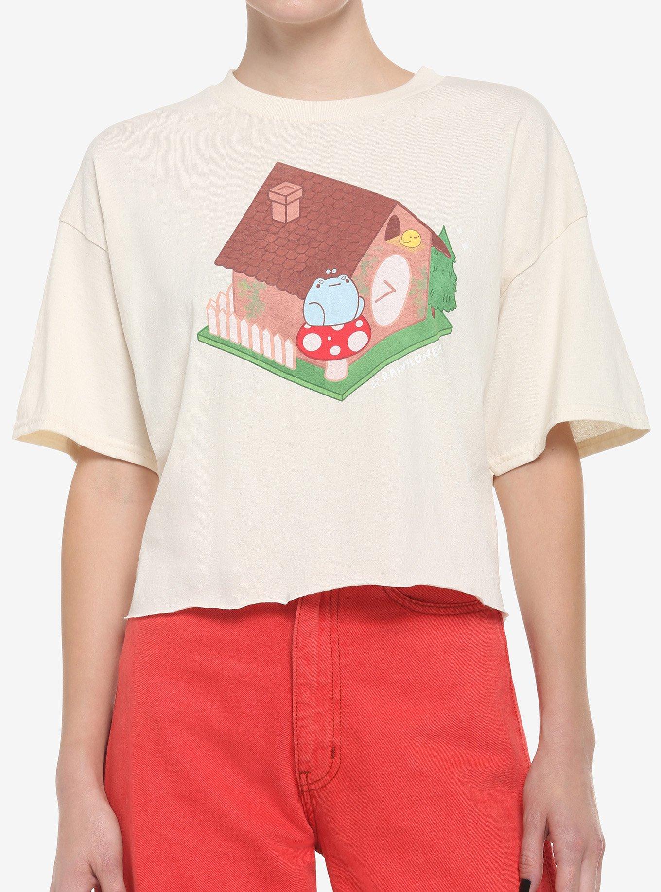 Frog House Crop Girls T-Shirt By Rainylune, MULTI, hi-res